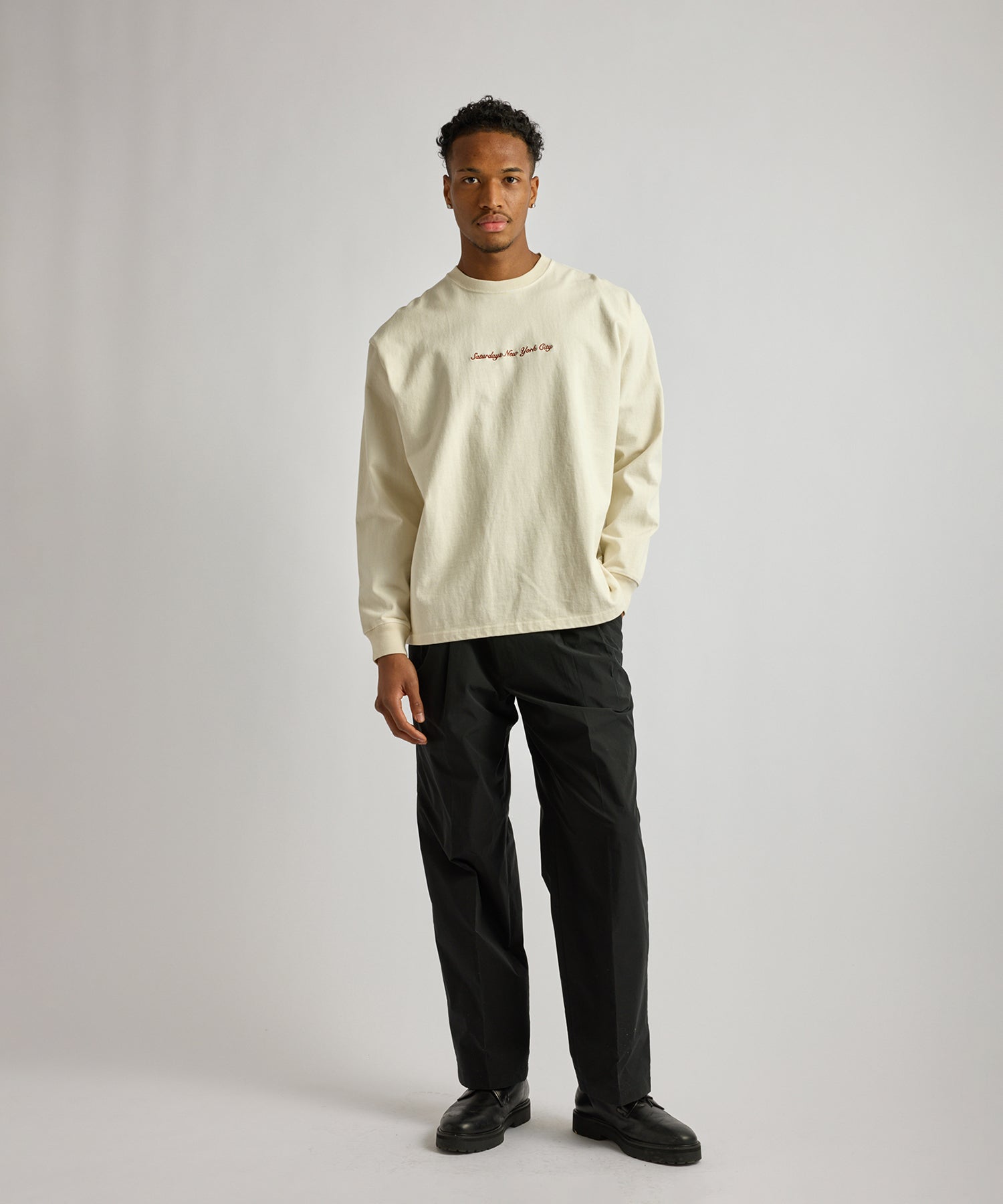 Saturdays NYC Max Weight Pigment Dyed Tee in Ivory
