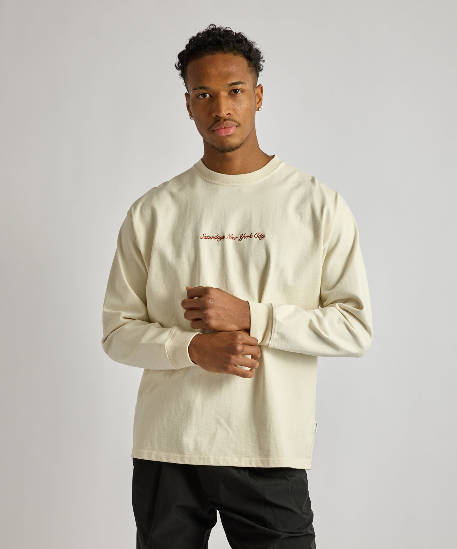Saturdays NYC Max Weight Pigment Dyed Tee in Ivory