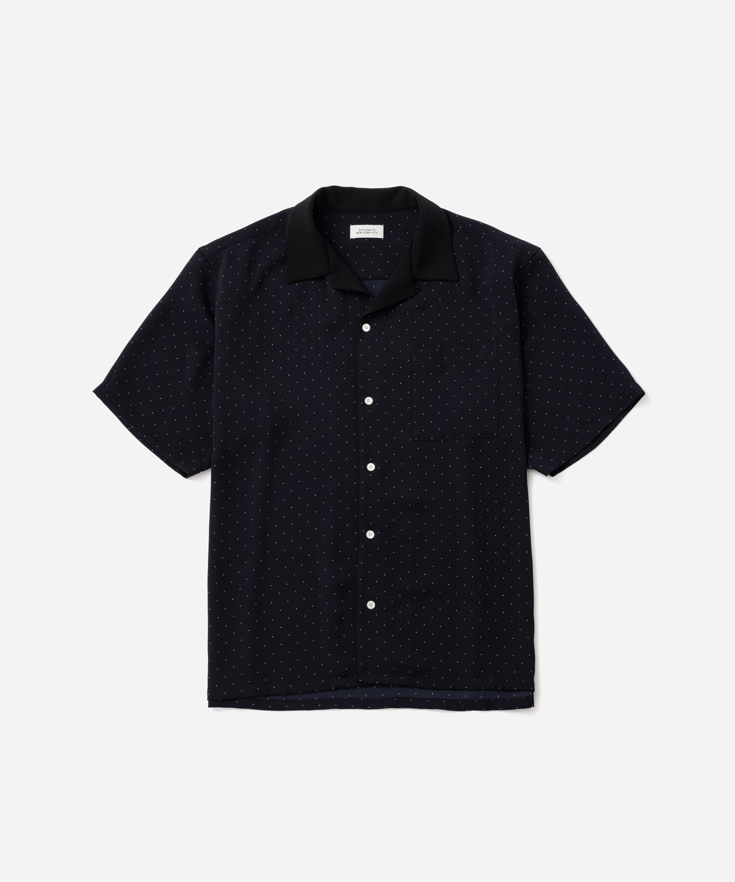 Saturdays NYC Hester Dot Print Short Sleeve Shirt in Navy