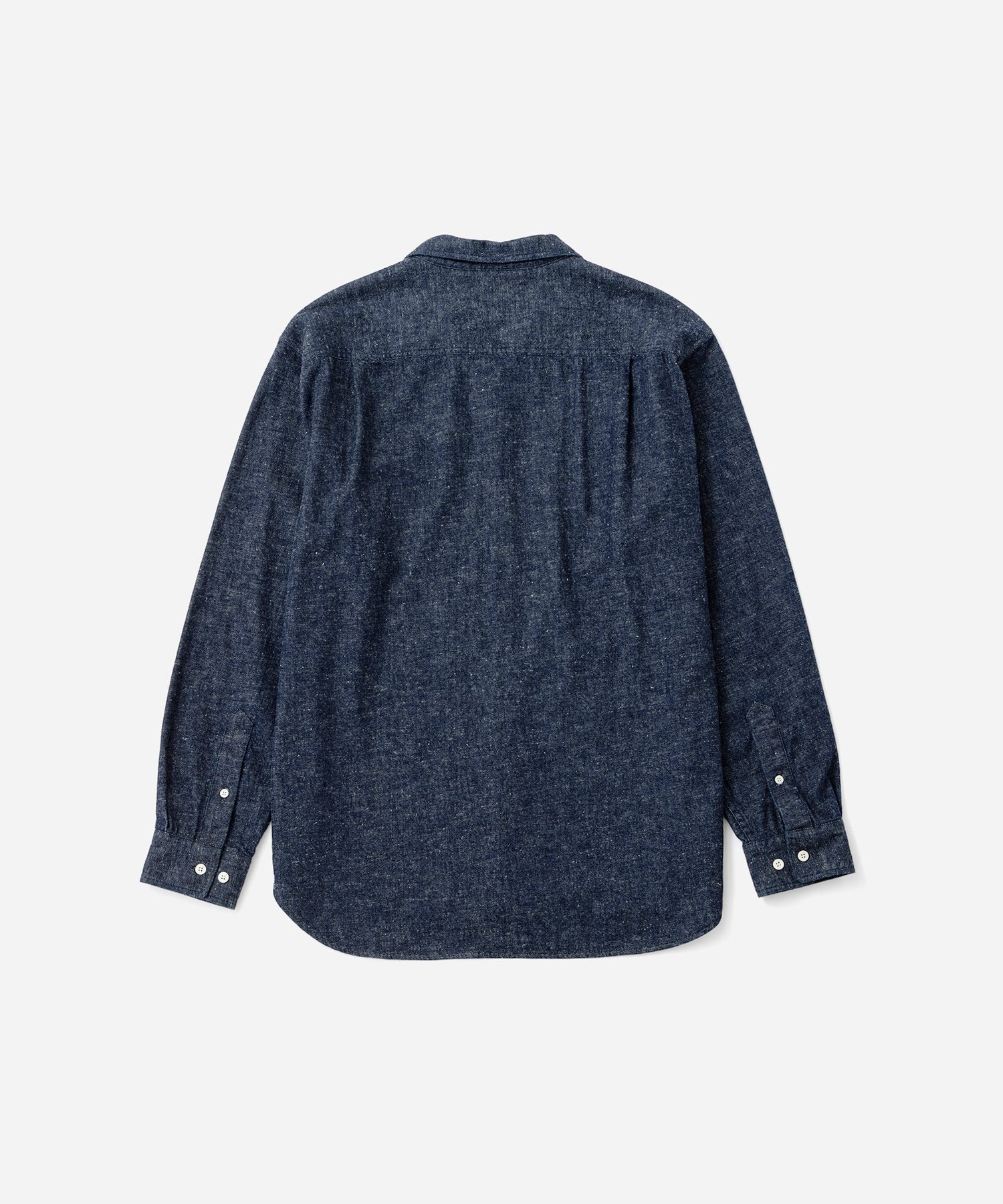 Saturdays NYC Hanley Long Sleeve Open Collar Shirt in Navy