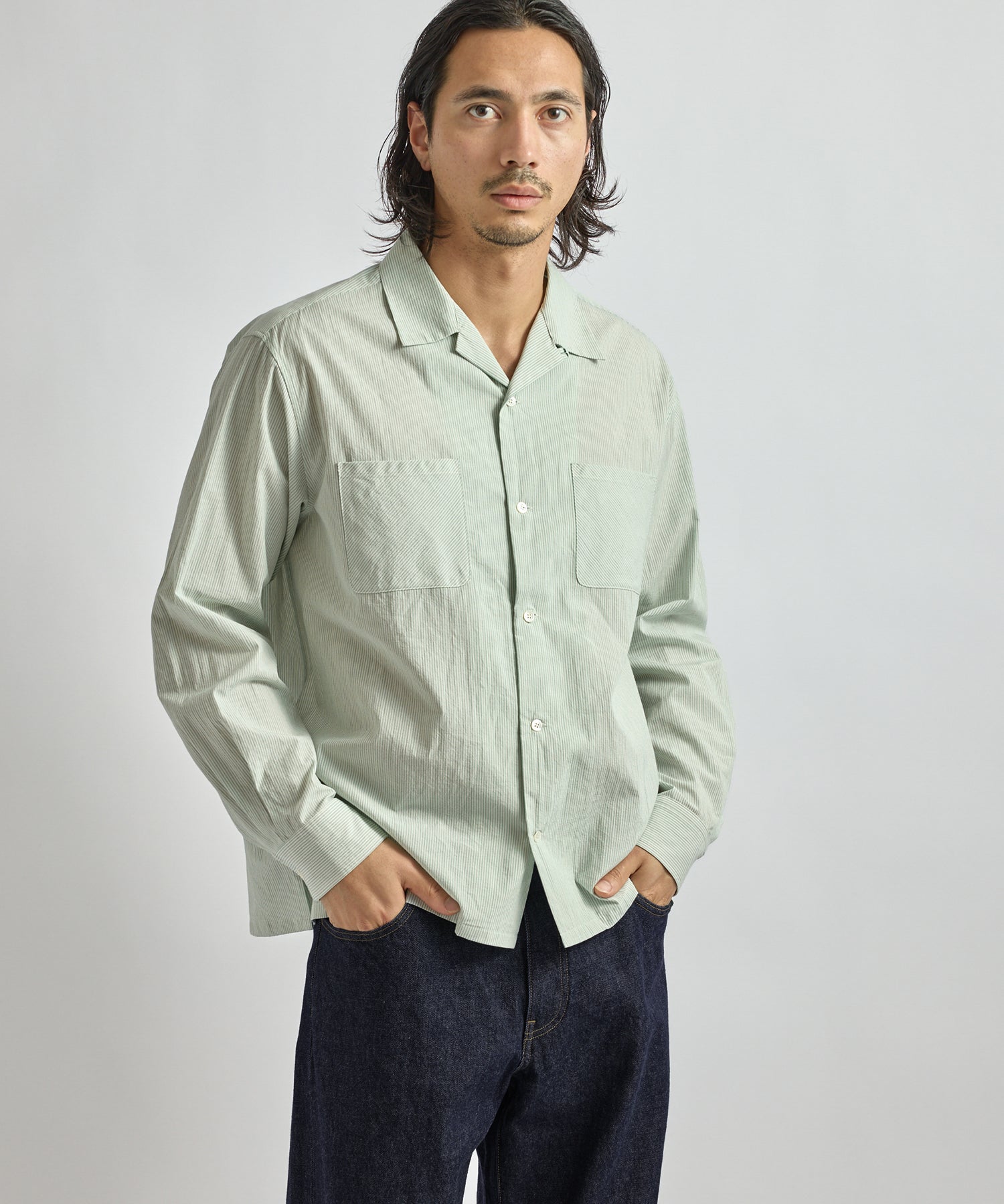 Marco Stripe Open Collar Shirt