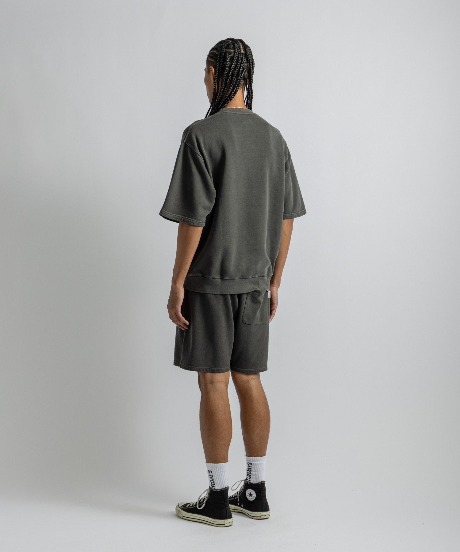 Saturdays NYC Elliott Pigment Dyed Sweat in Black Sub