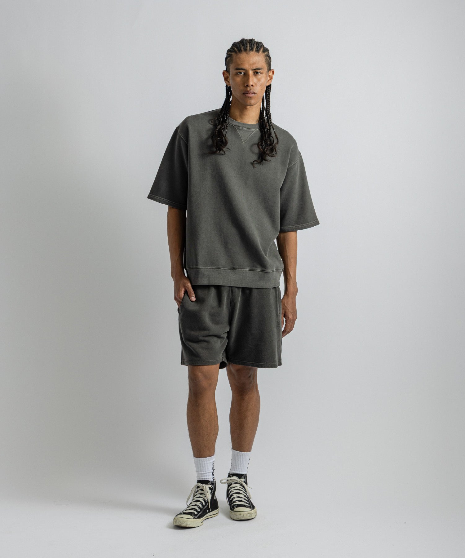 Saturdays NYC Elliott Pigment Dyed Sweat in Black Sub