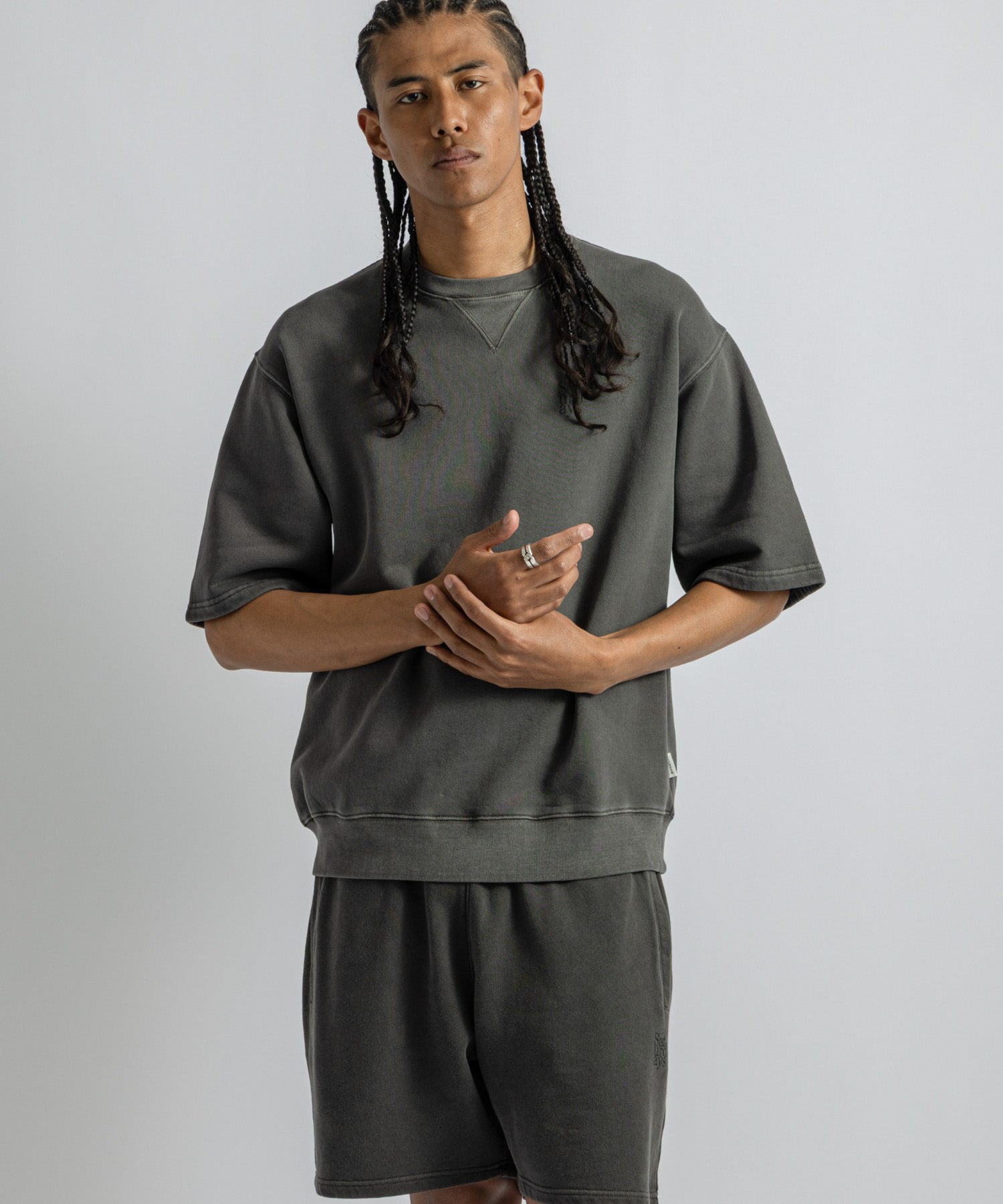 Saturdays NYC Elliott Pigment Dyed Sweat in Black Sub