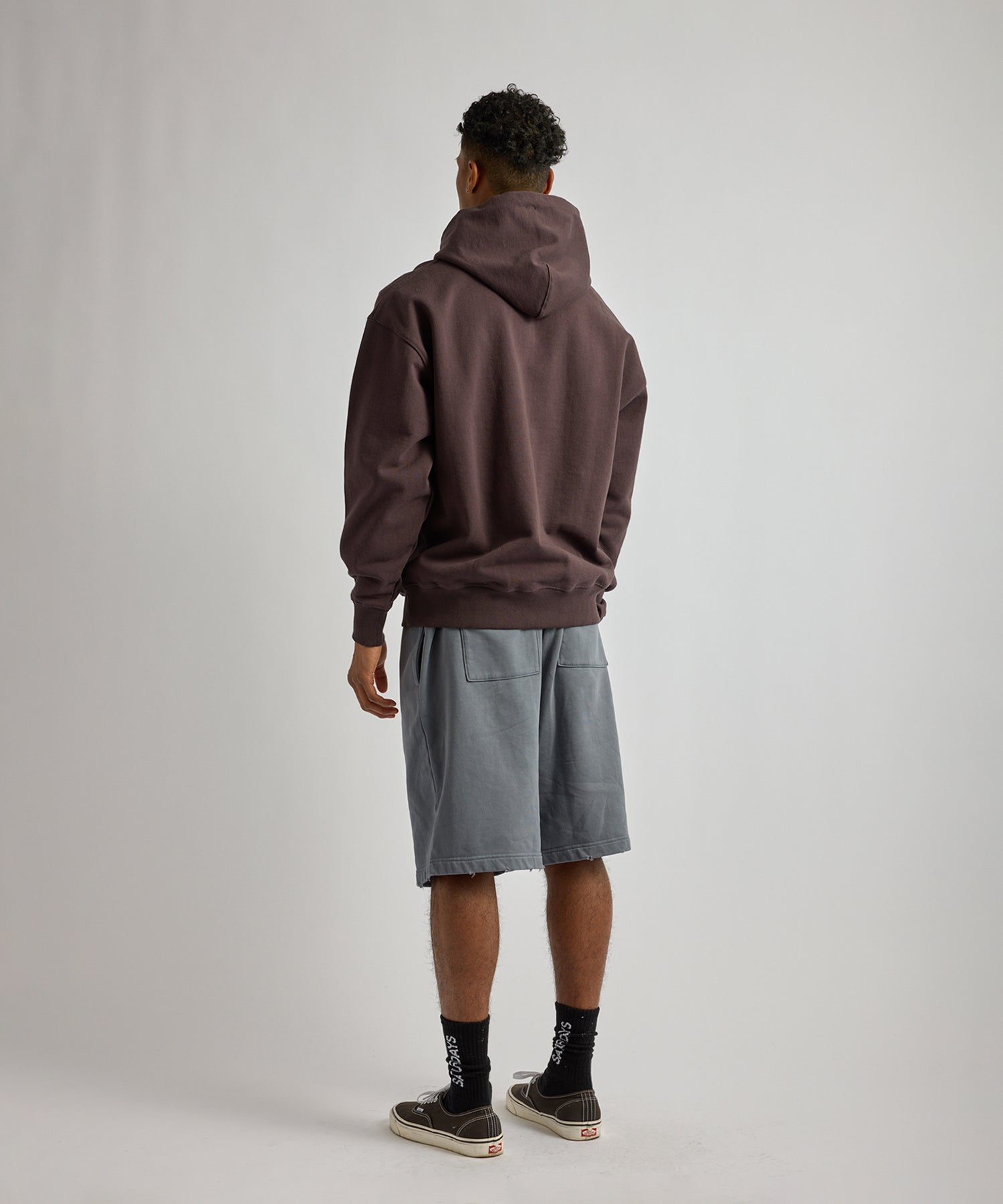 Saturdays NYC Warren Vintage Serif Relaxed Hoodie in Charcoal