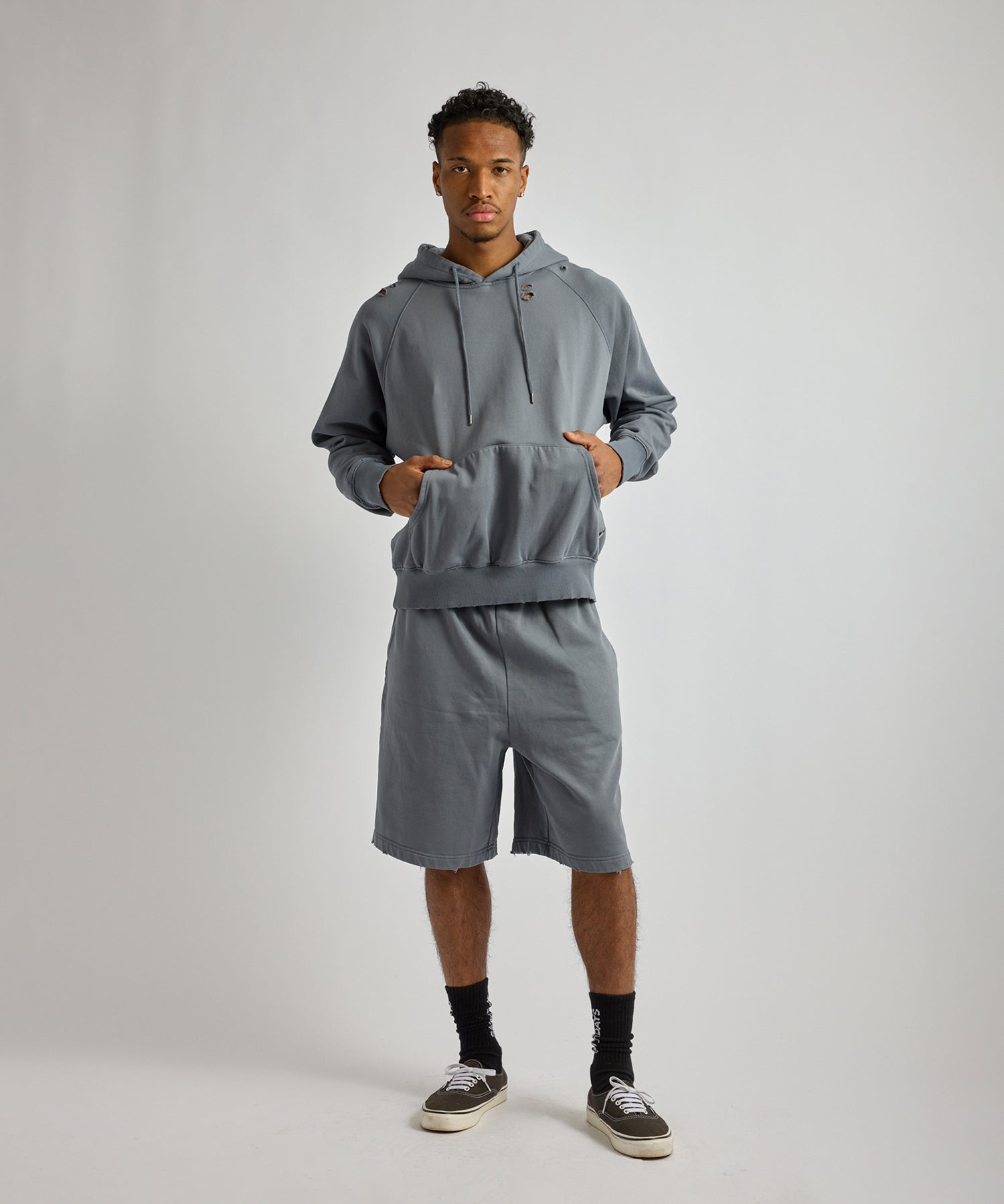 Saturdays NYC Warren Super Vintage Relaxed Hoodie in Light Blue
