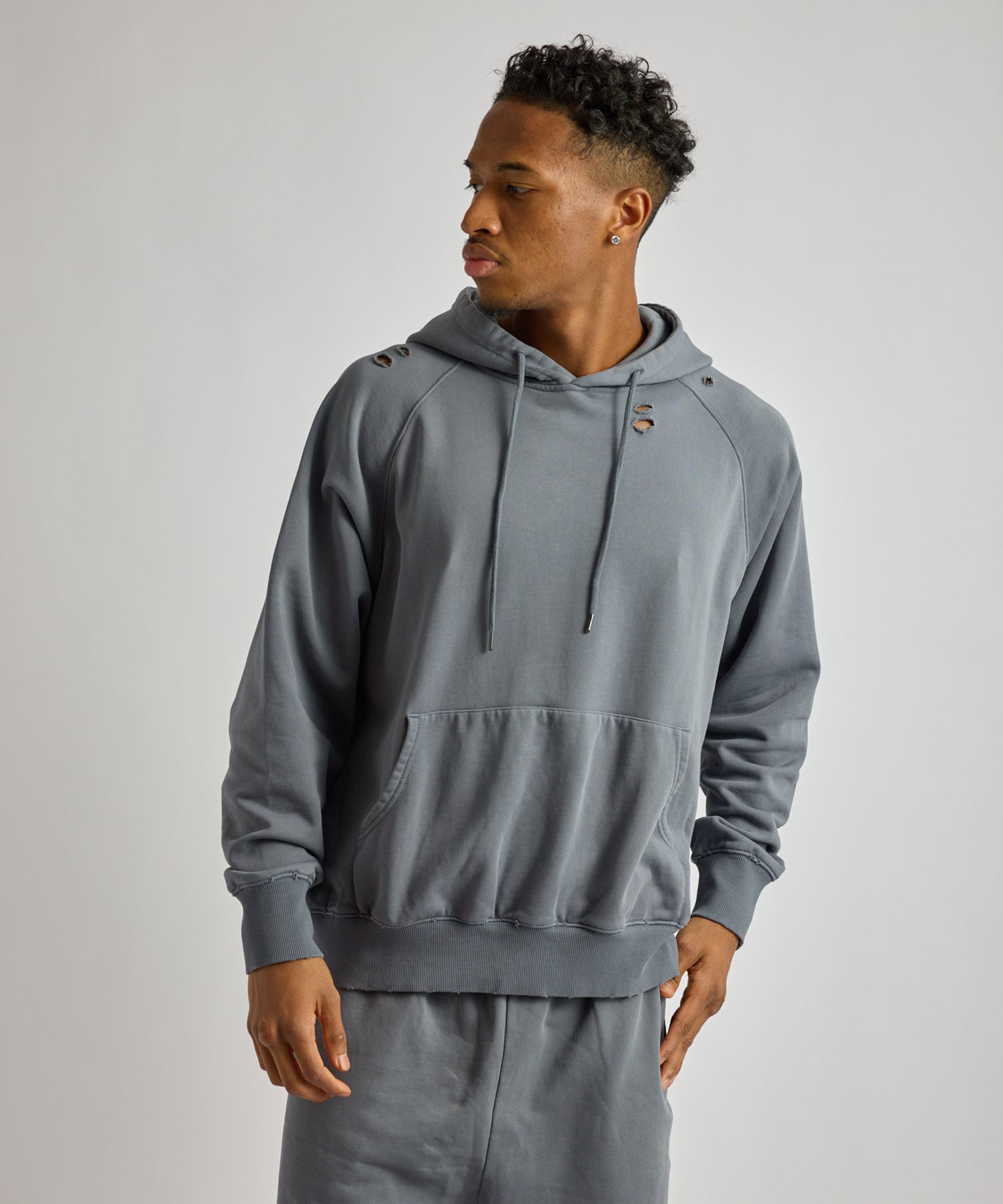 Saturdays NYC Warren Super Vintage Relaxed Hoodie in Light Blue