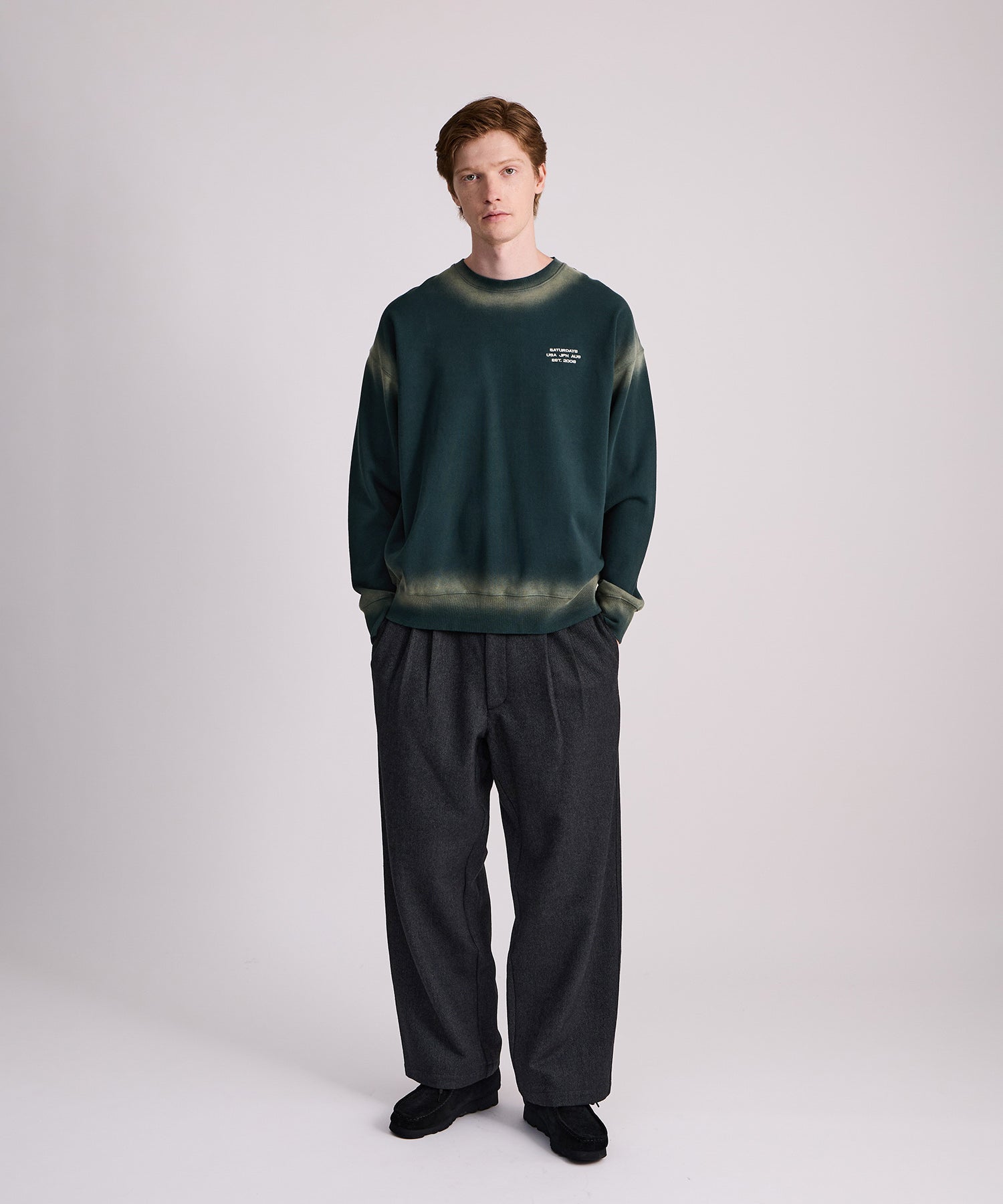 George Wool Wide Two Tuck Pant