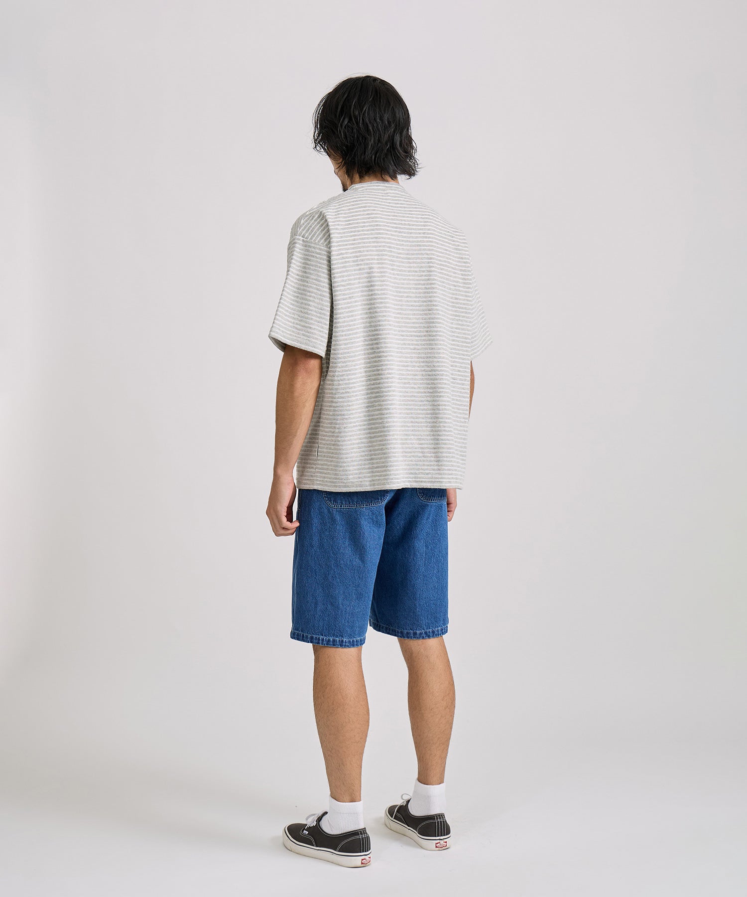 Saturdays NYC Brandon Striped Pile Relaxed Tee in Gray