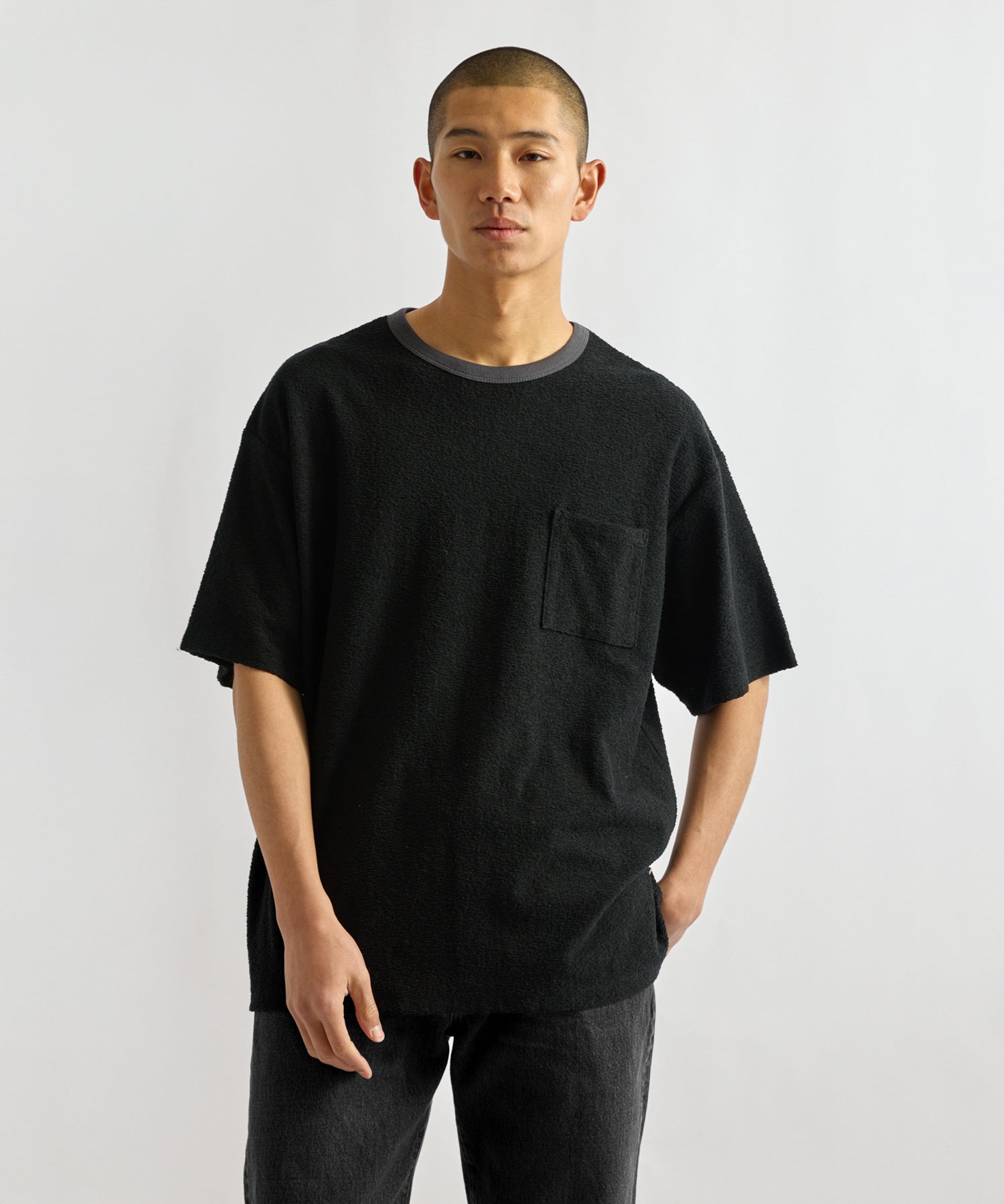 Saturdays NYC Ringer Pile Relaxed Short Sleeve Tee in Black