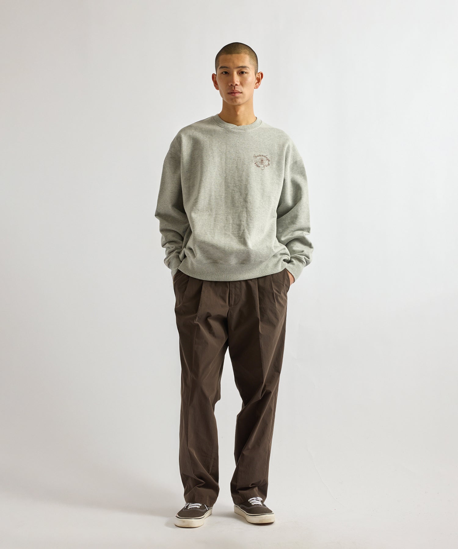 Saturdays NYC Bowery Loofah Collar Sweatshirt in Gray