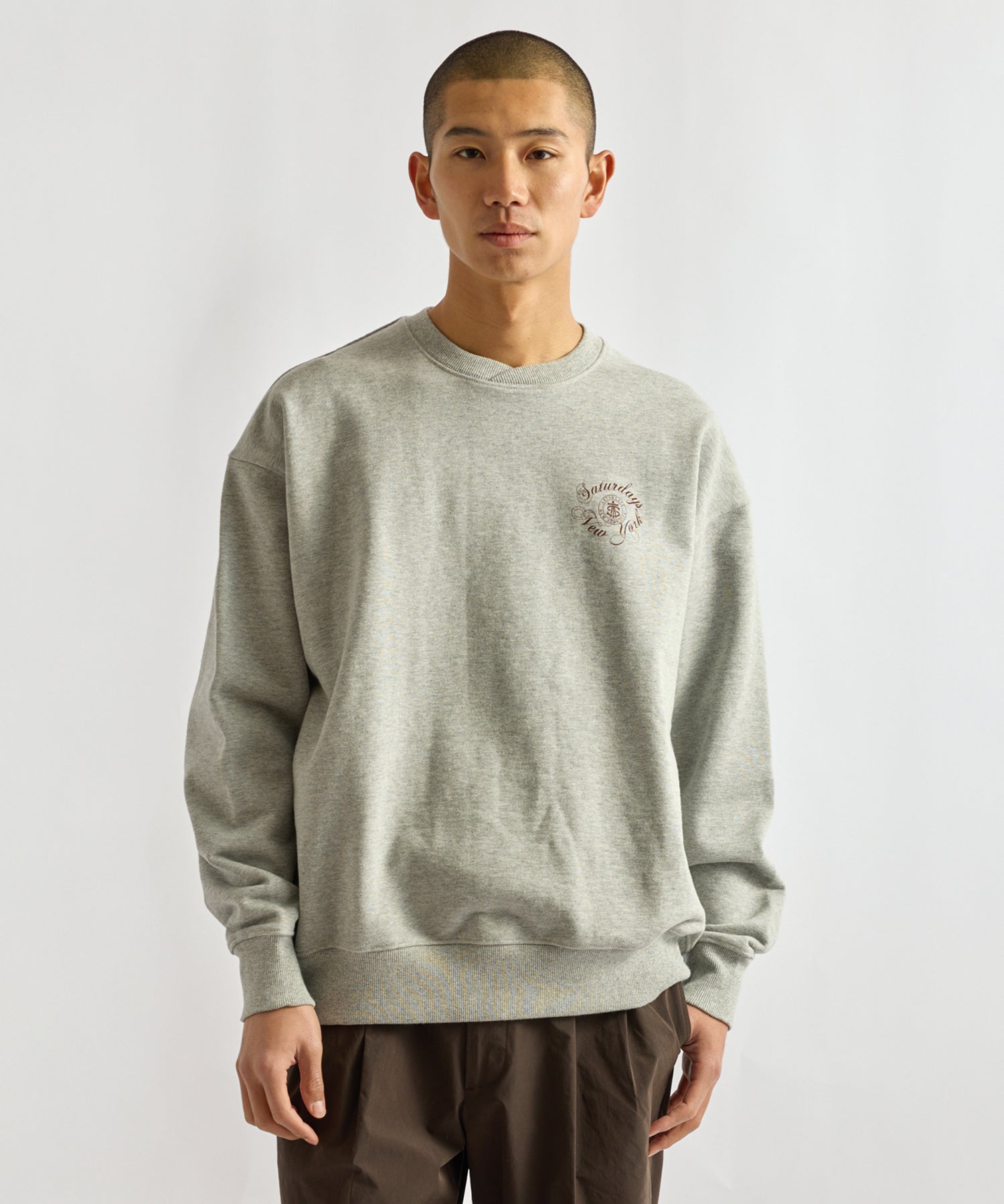 Saturdays NYC Bowery Loofah Collar Sweatshirt in Gray