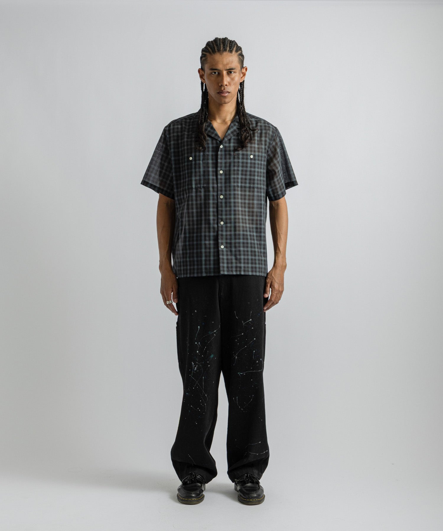 Saturdays NYC Hester Tartan Check Shirt in Navy