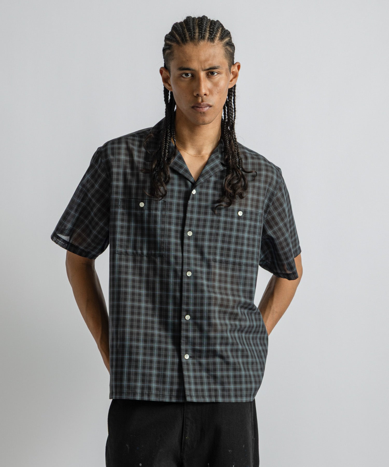Saturdays NYC Hester Tartan Check Shirt in Navy