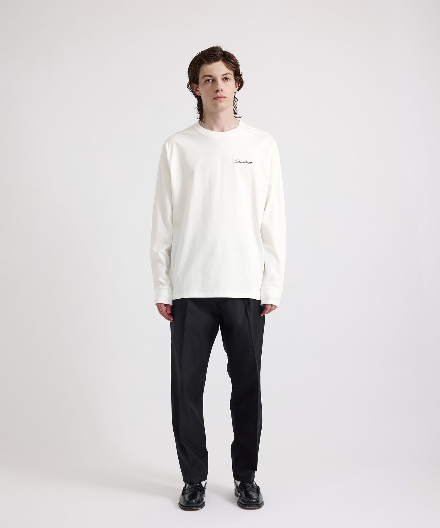 Script Embroidered Long Sleeve Tee