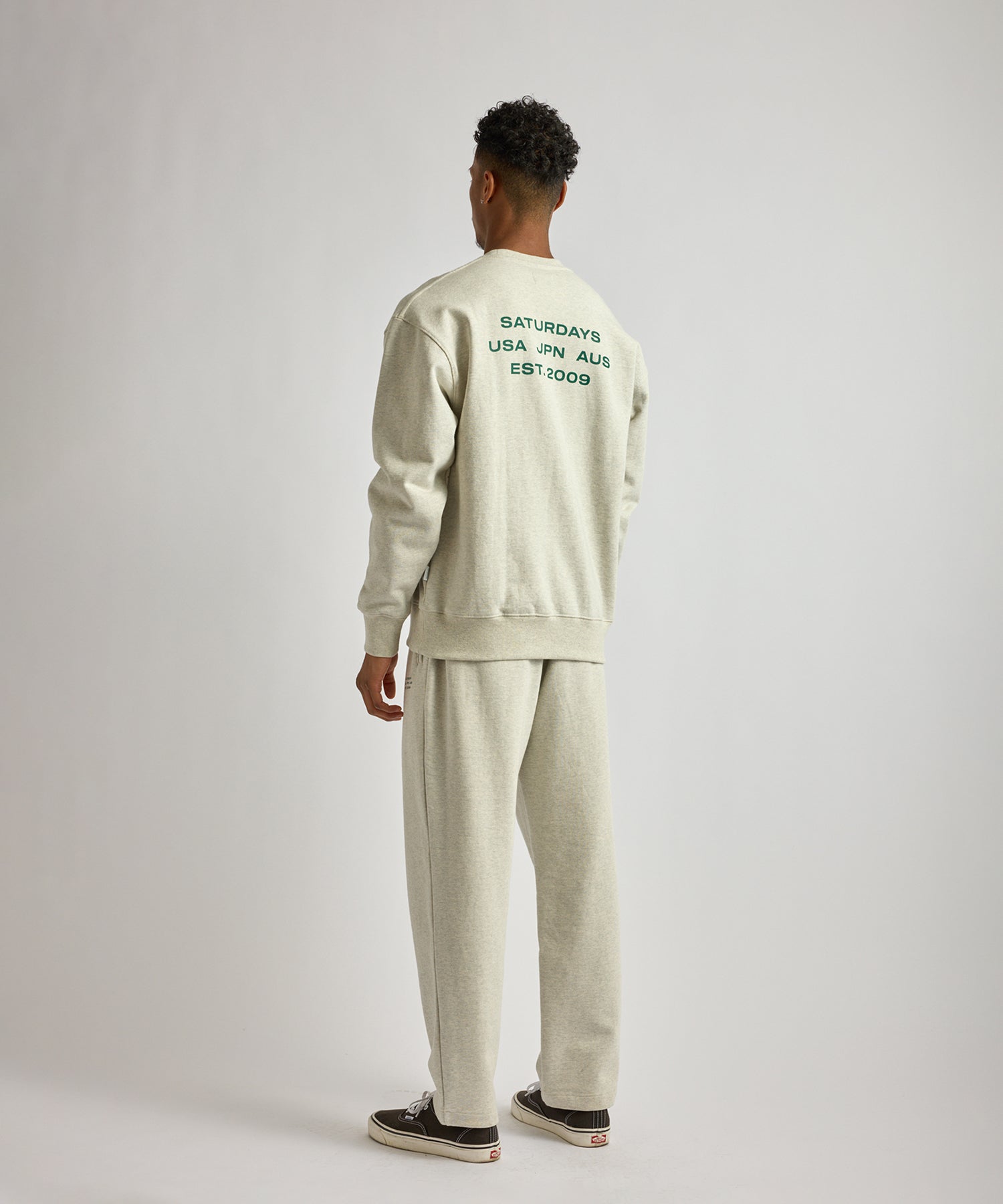 Saturdays NYC Bowery International Crew Sweatshirt in Light Gray
