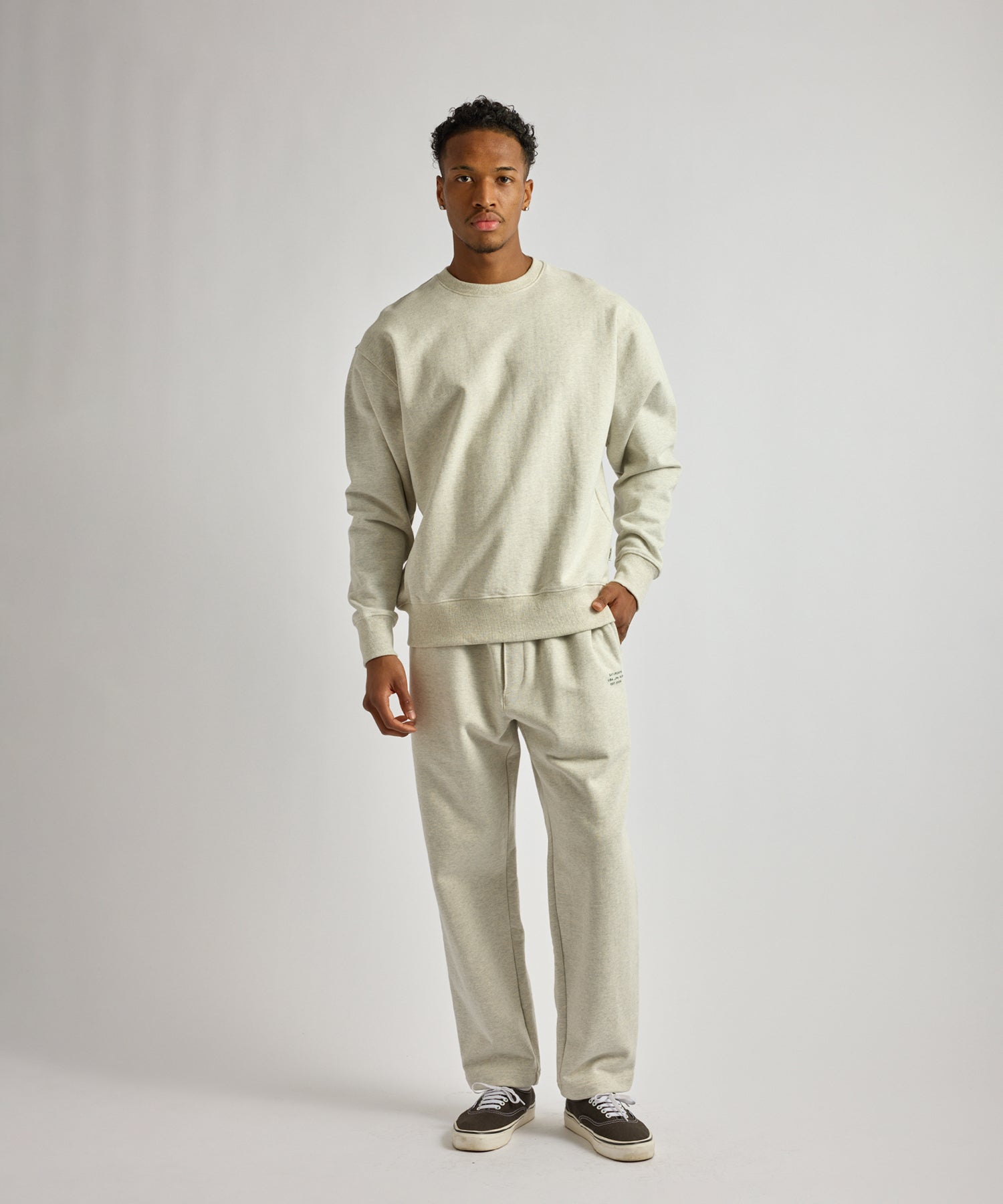 Saturdays NYC Bowery International Crew Sweatshirt in Light Gray