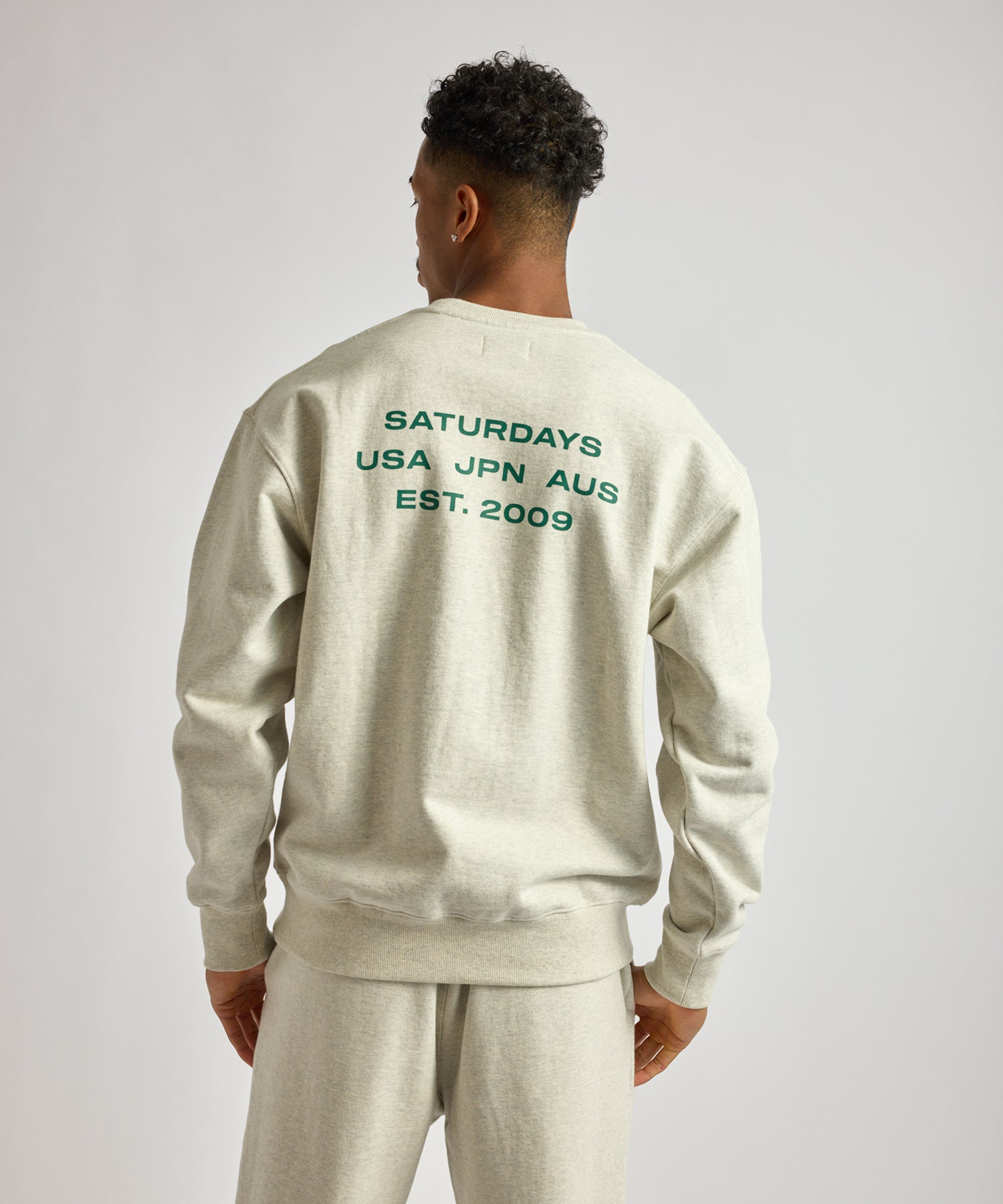 Saturdays NYC Bowery International Crew Sweatshirt in Light Gray