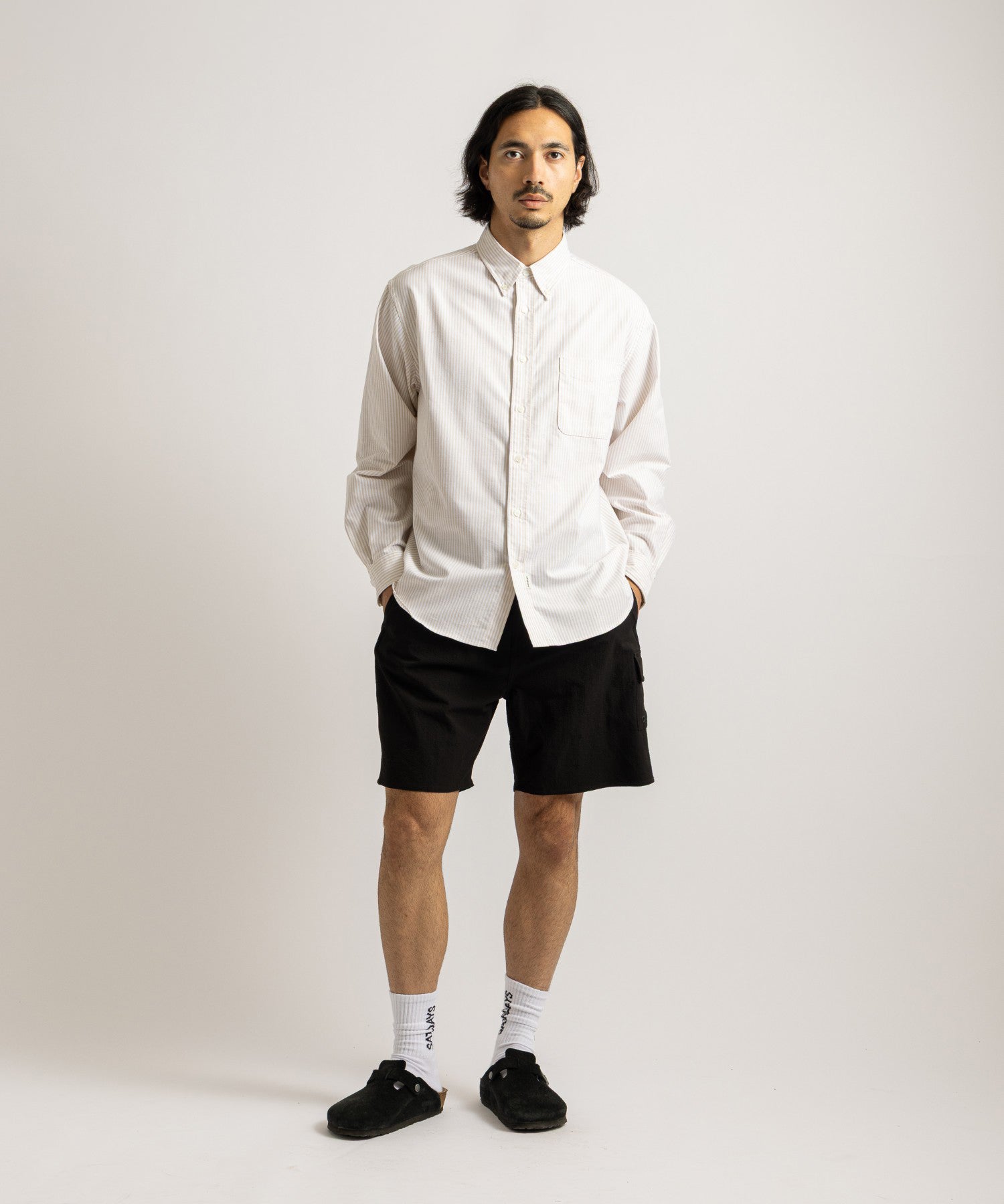 Saturdays NYC Danjo Seersucker Cargo Swim Short in Black