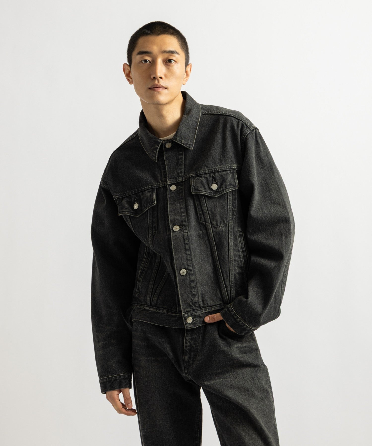 Saturdays NYC Emil Vintage Denim Jacket in Fade Black