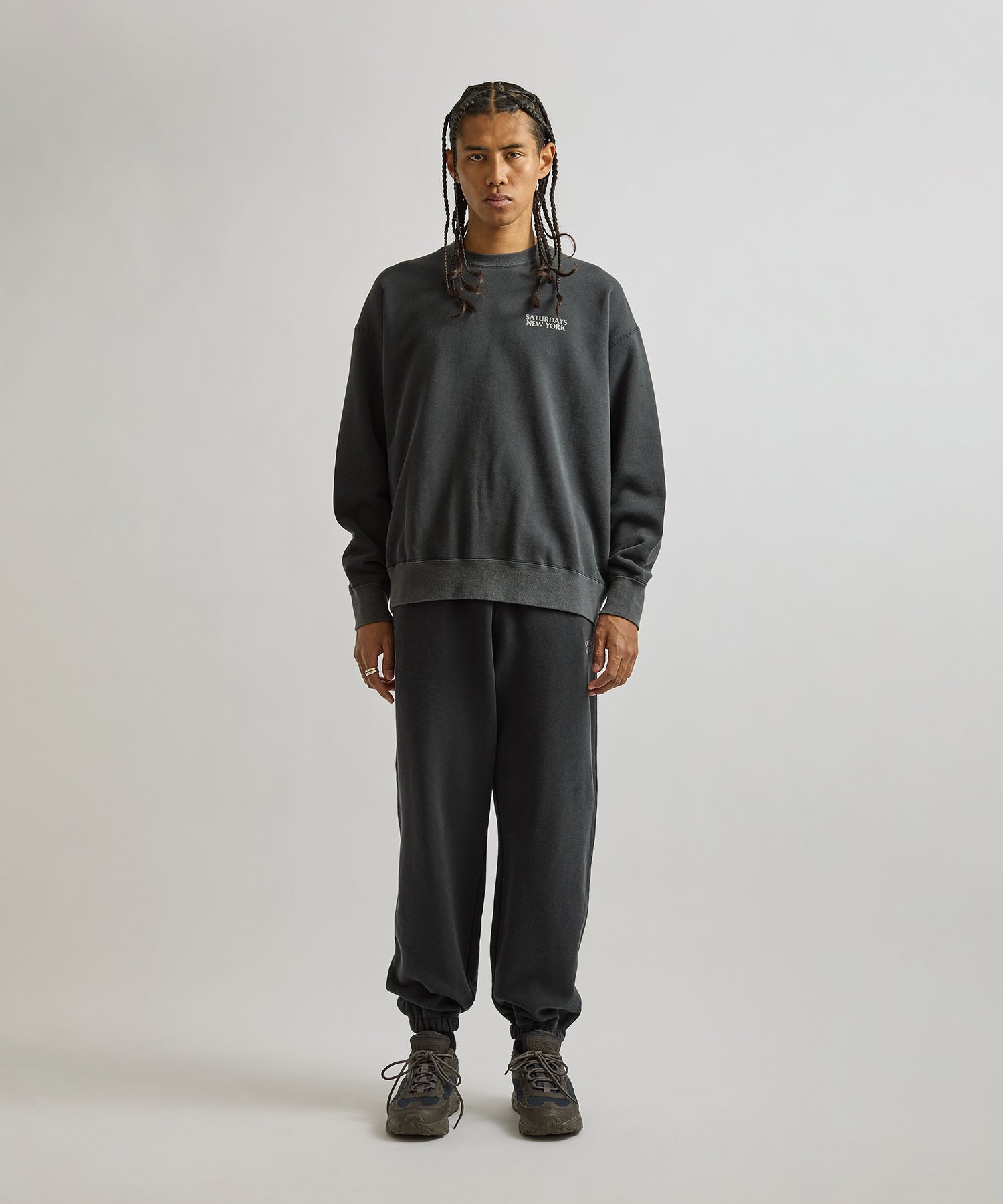Saturdays NYC Ari Relaxed Ozone Washed Sweatshirt in Fade Black