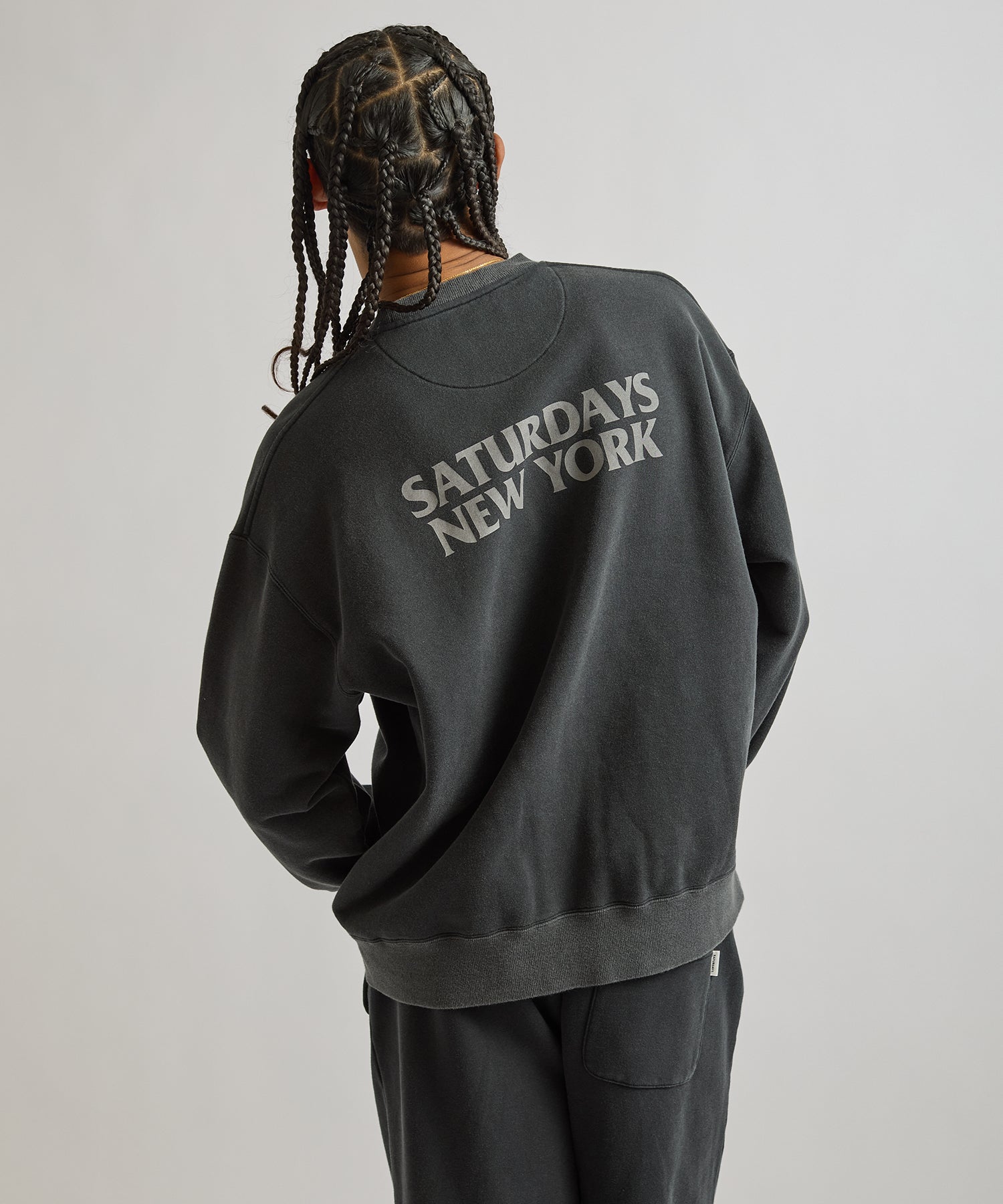 Saturdays NYC Ari Relaxed Ozone Washed Sweatshirt in Fade Black