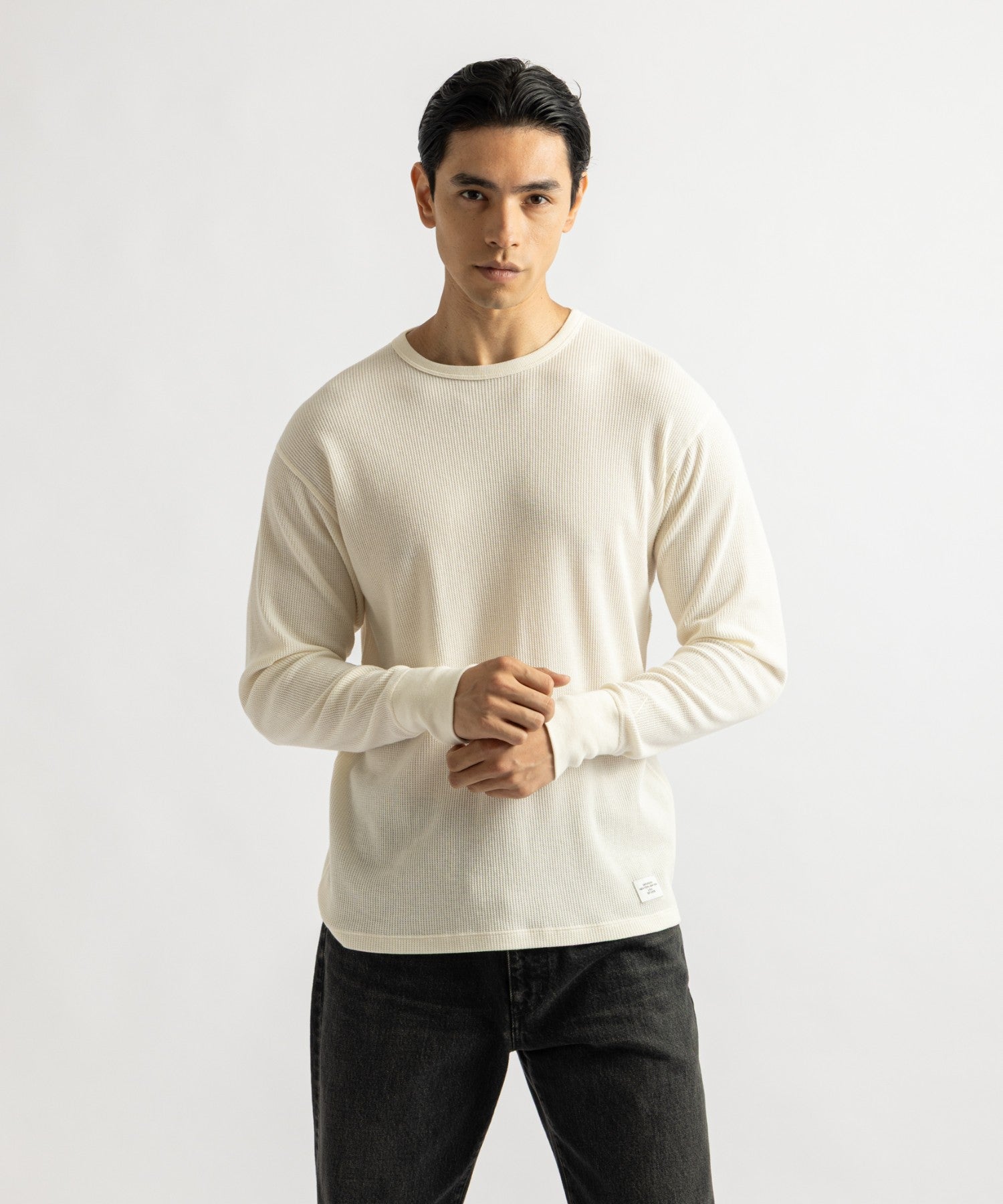 Saturdays NYC Hanes x Saturdays NYC Waffle 2-Pack Long Sleeve Tee in Black & Off White