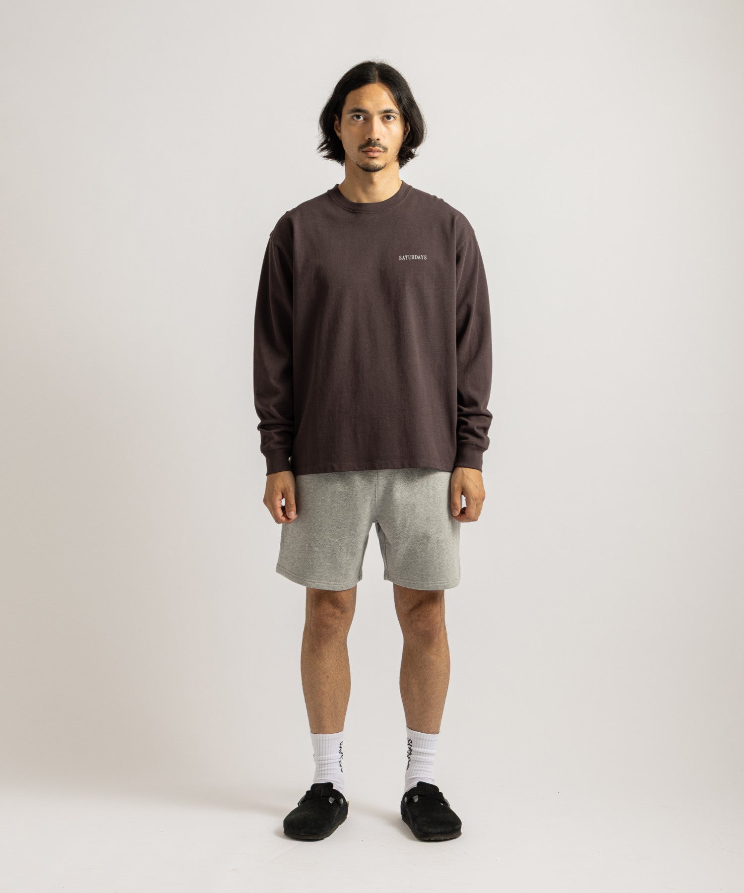 Saturdays NYC Max Weight Vintage Sport Long Sleeve Tee in Charcoal