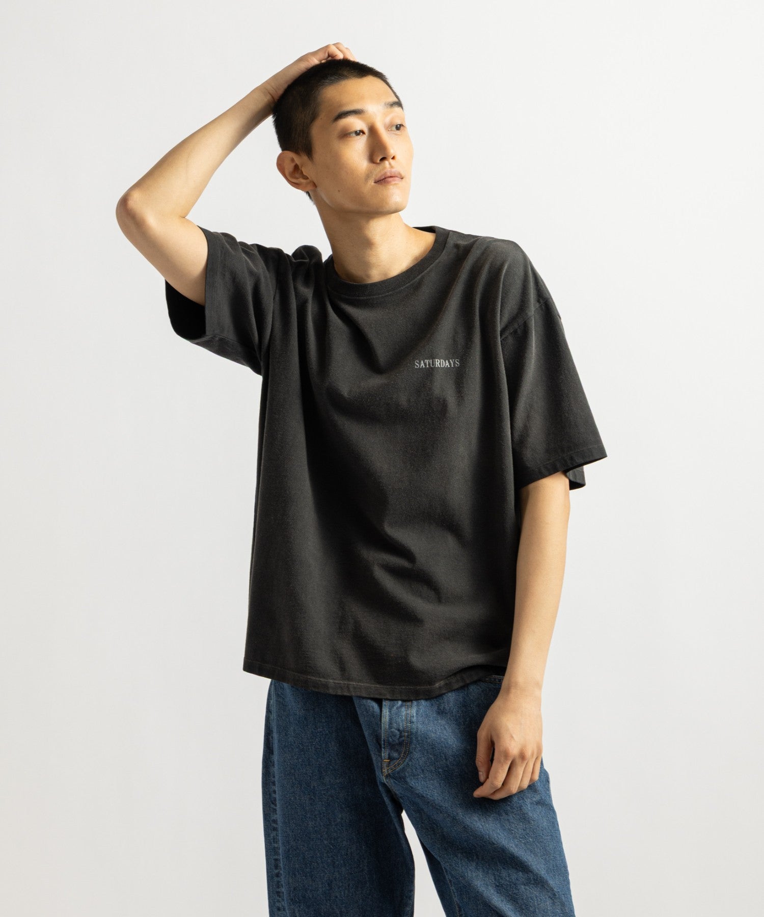 Saturdays NYC Vintage Sport Relaxed Short Sleeve Tee in Charcoal