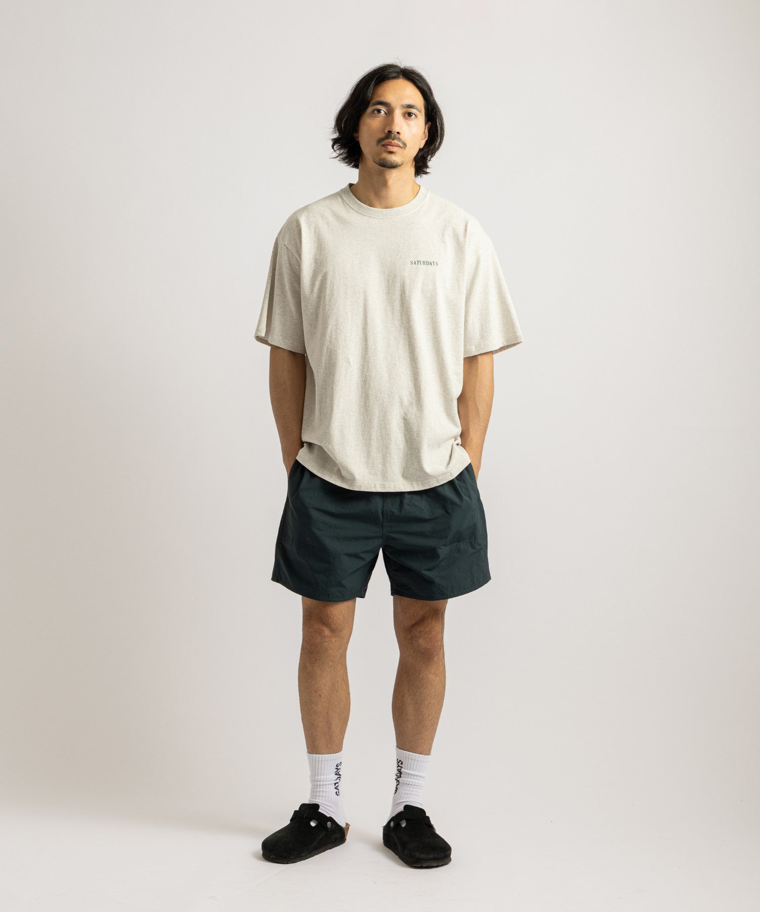 Saturdays NYC Vintage Sport Relaxed Short Sleeve Tee in Light Gray