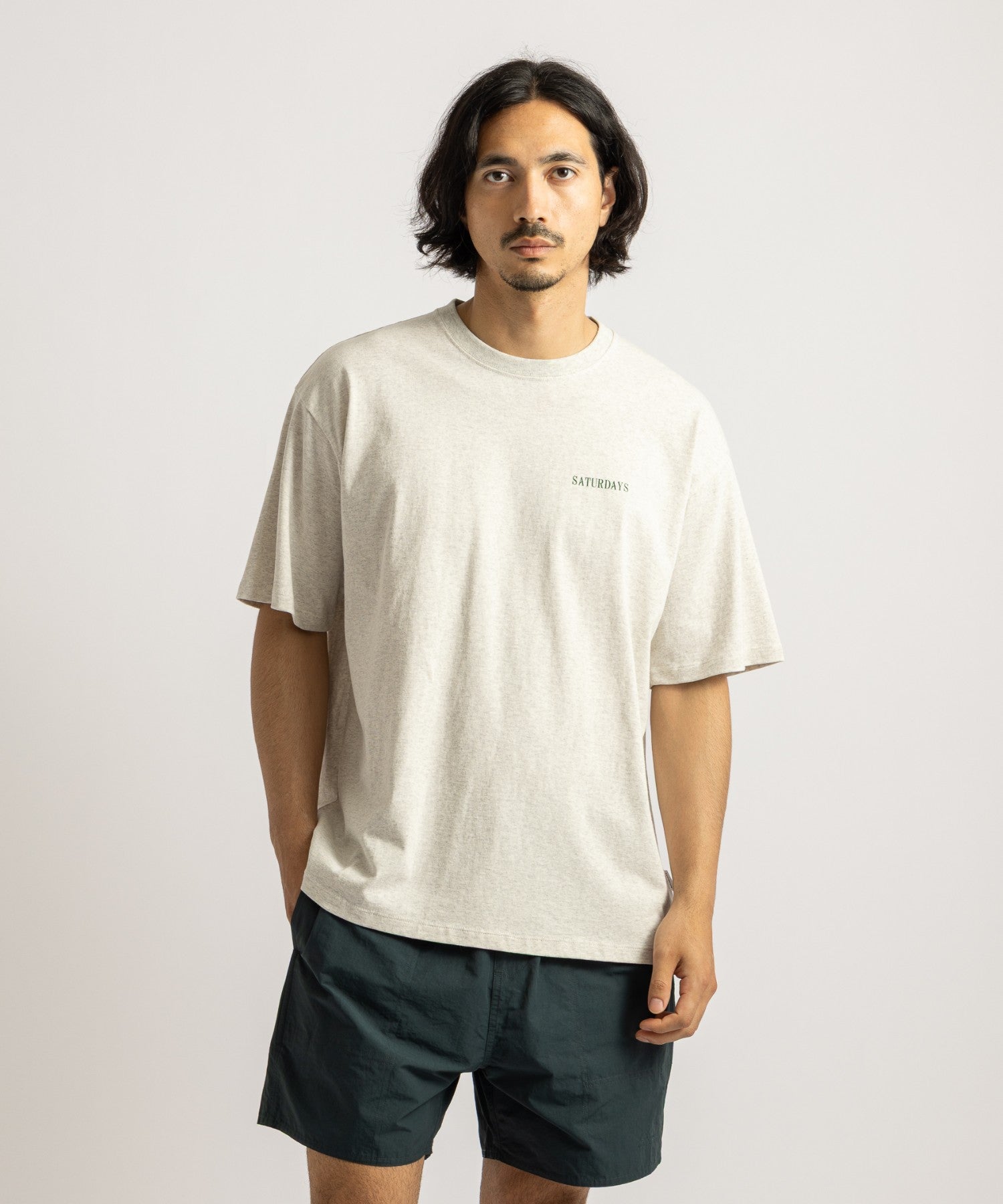 Saturdays NYC Vintage Sport Relaxed Short Sleeve Tee in Light Gray