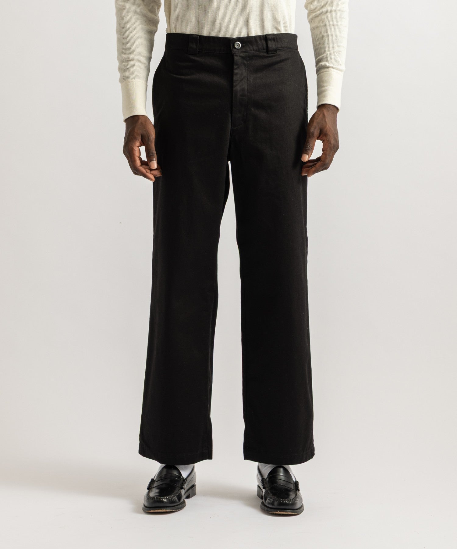 Saturdays NYC Ross Wide Chino Pant in Black