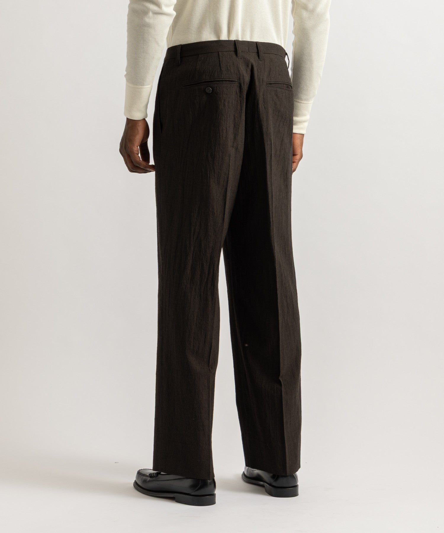 Saturdays NYC George Wool Two Tuck Pant in Dark Brown