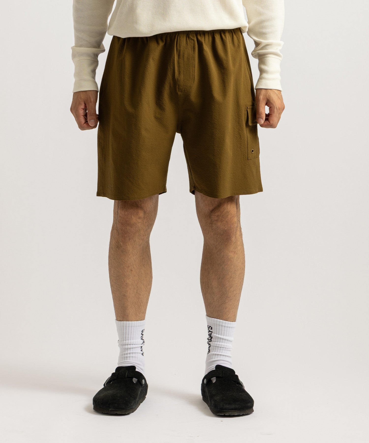 Saturdays NYC Danjo Seersucker Cargo Swim Short in Yellow