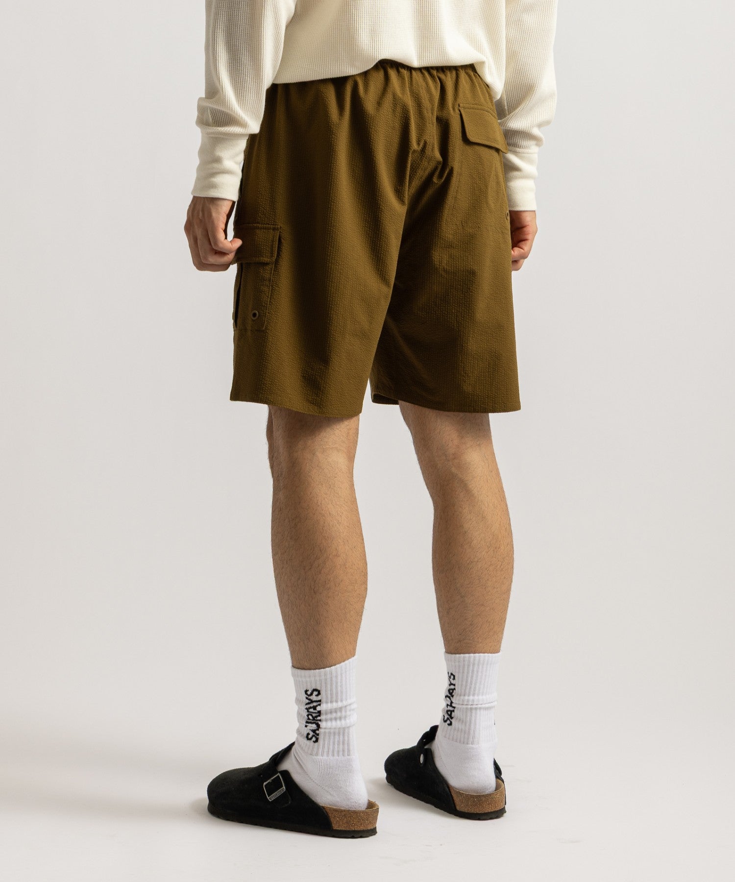 Saturdays NYC Danjo Seersucker Cargo Swim Short in Yellow