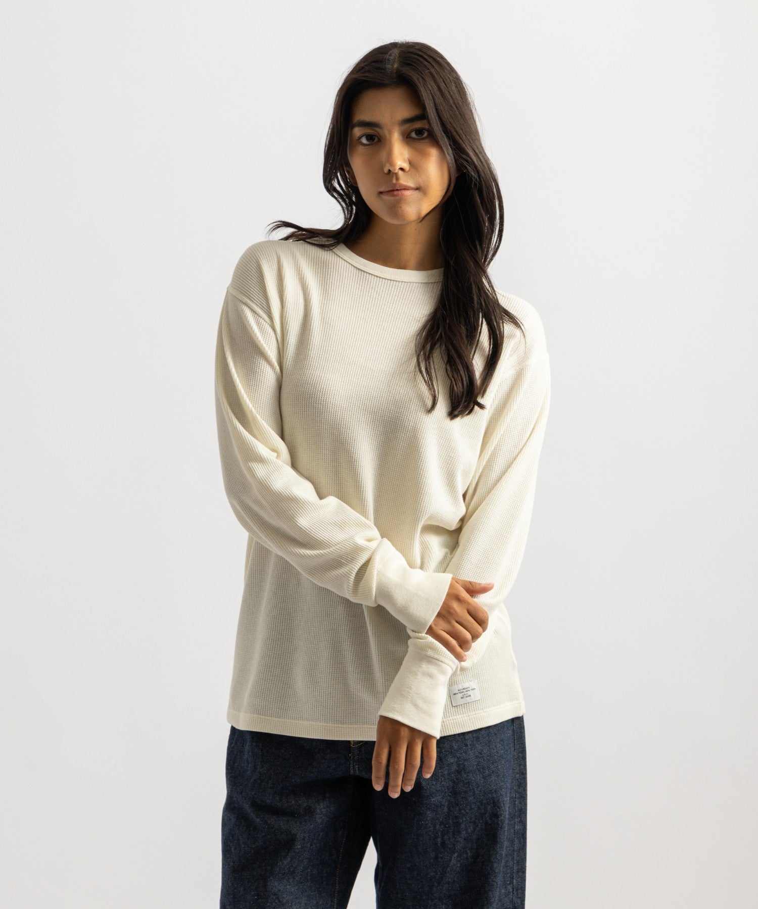 Saturdays NYC Hanes x Saturdays NYC Waffle 2-Pack Long Sleeve Tee in Off White & Gray