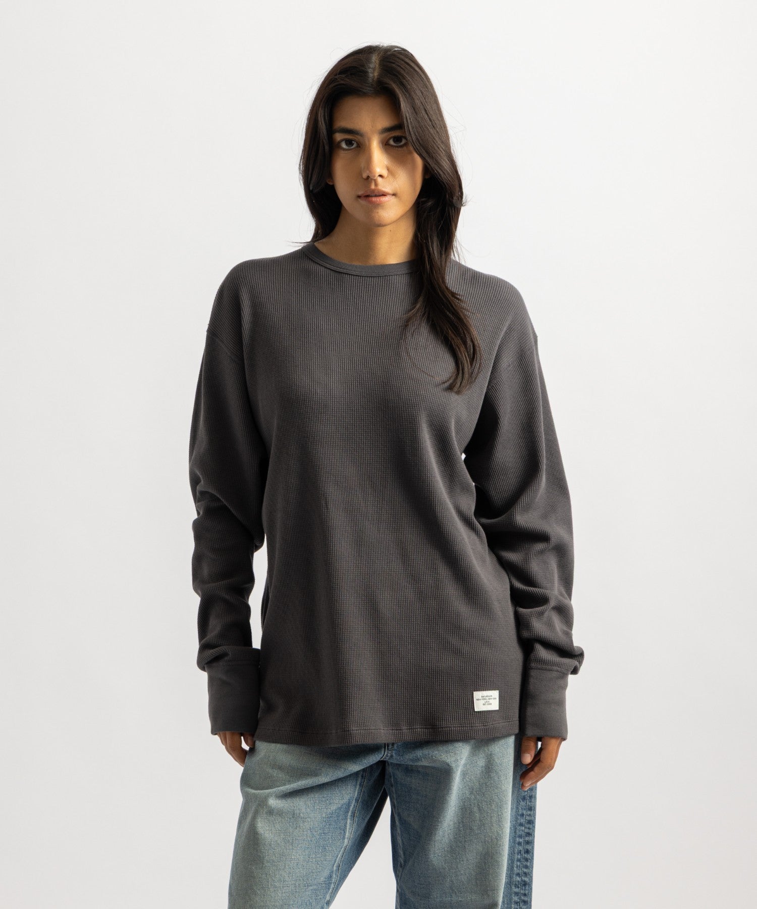 Saturdays NYC Hanes x Saturdays NYC Waffle 2-Pack Long Sleeve Tee in Off White & Gray
