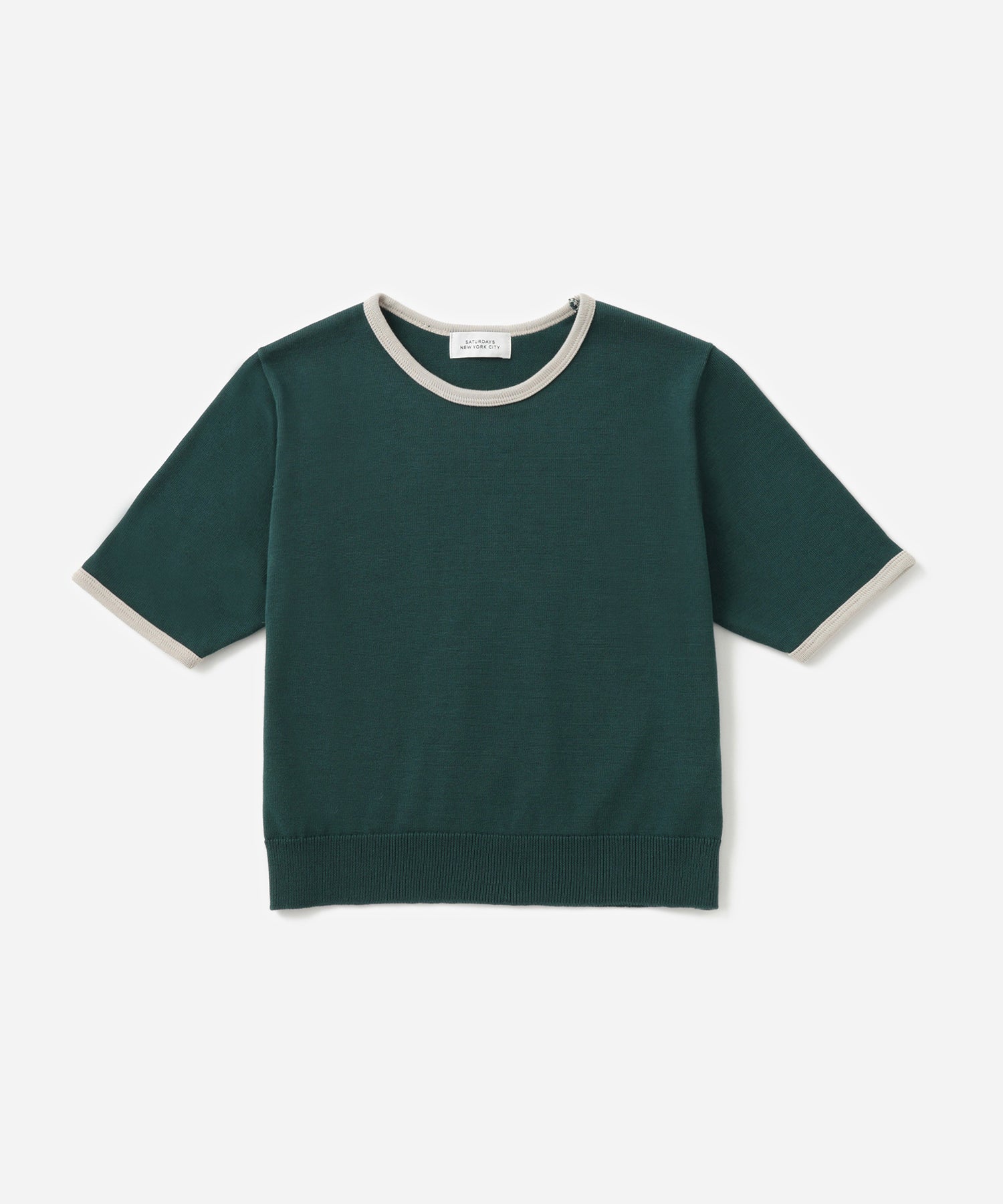 Saturdays NYC Suzie Compact Knit Short Sleeve Top in Green