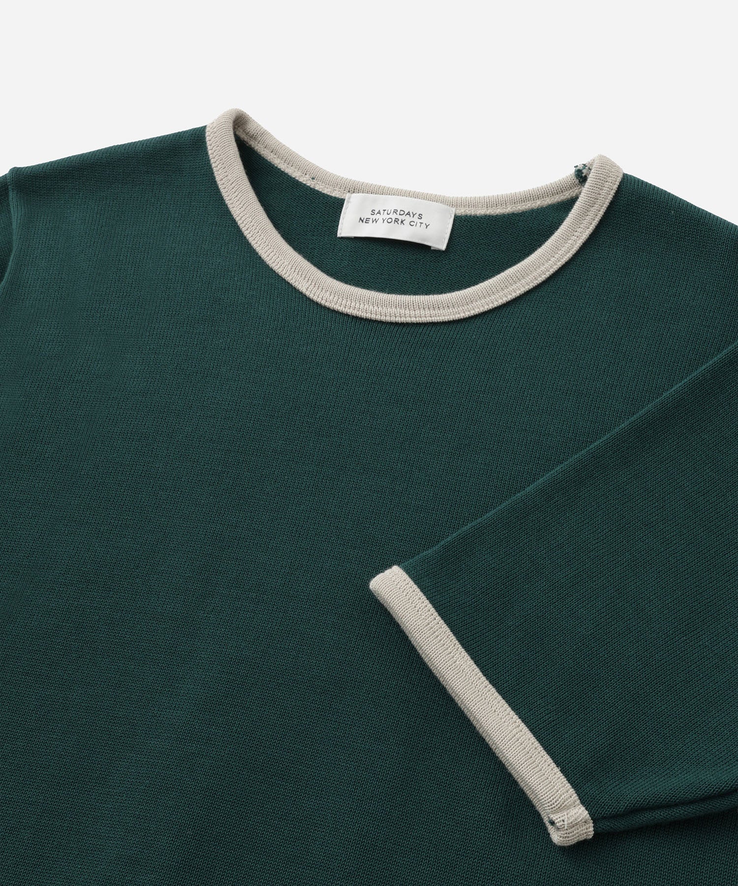 Saturdays NYC Suzie Compact Knit Short Sleeve Top in Green