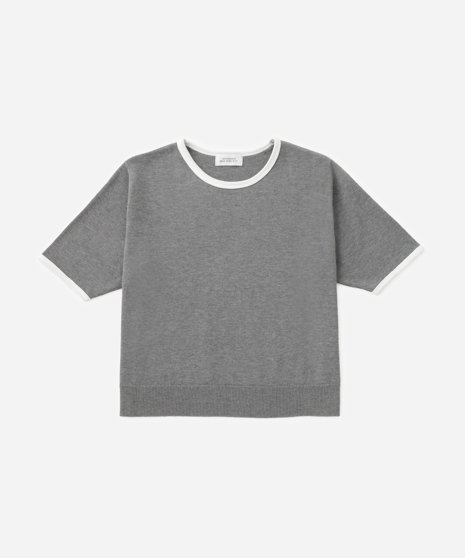 Saturdays NYC Suzie Compact Knit Short Sleeve Top in Gray