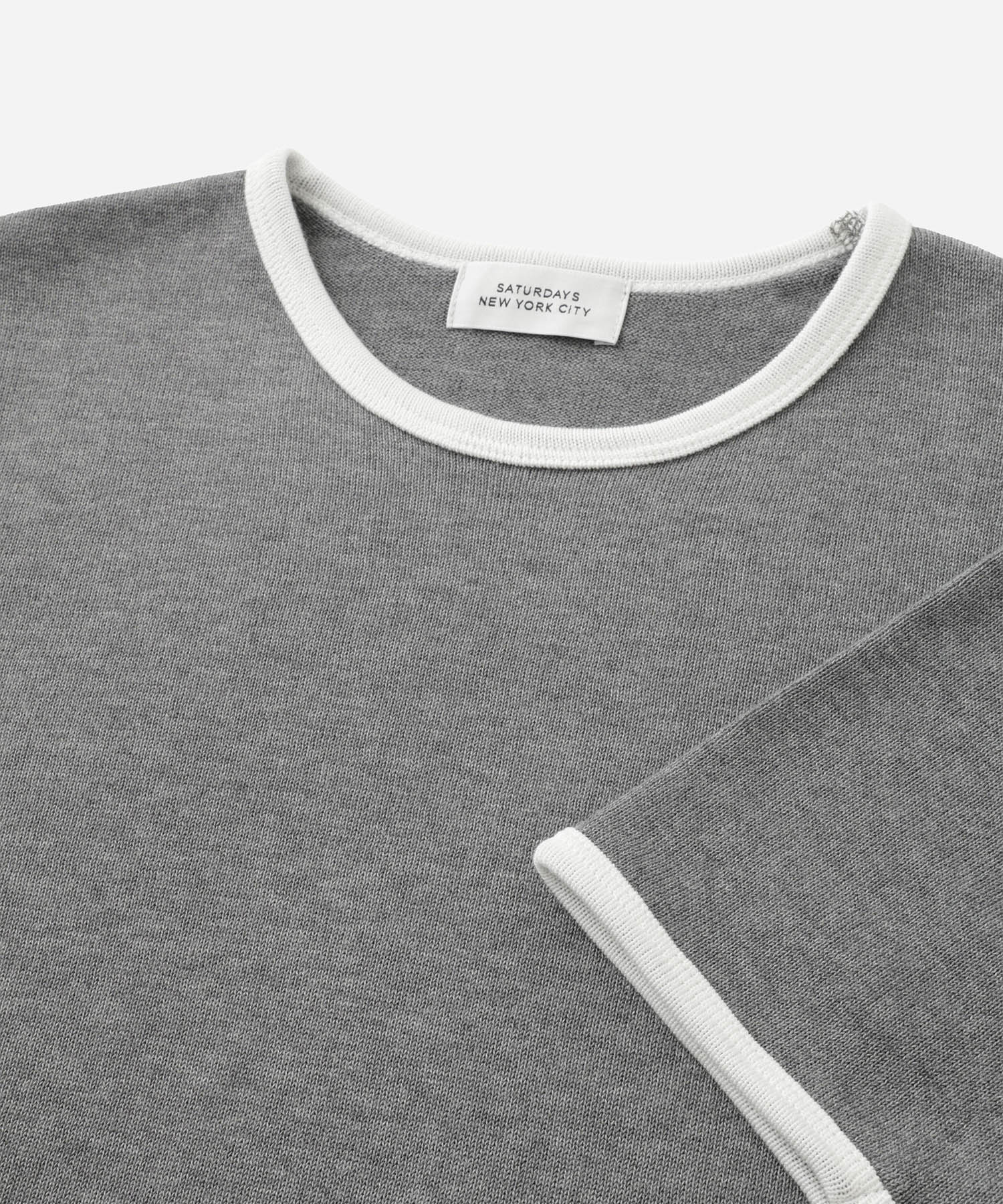 Saturdays NYC Suzie Compact Knit Short Sleeve Top in Gray