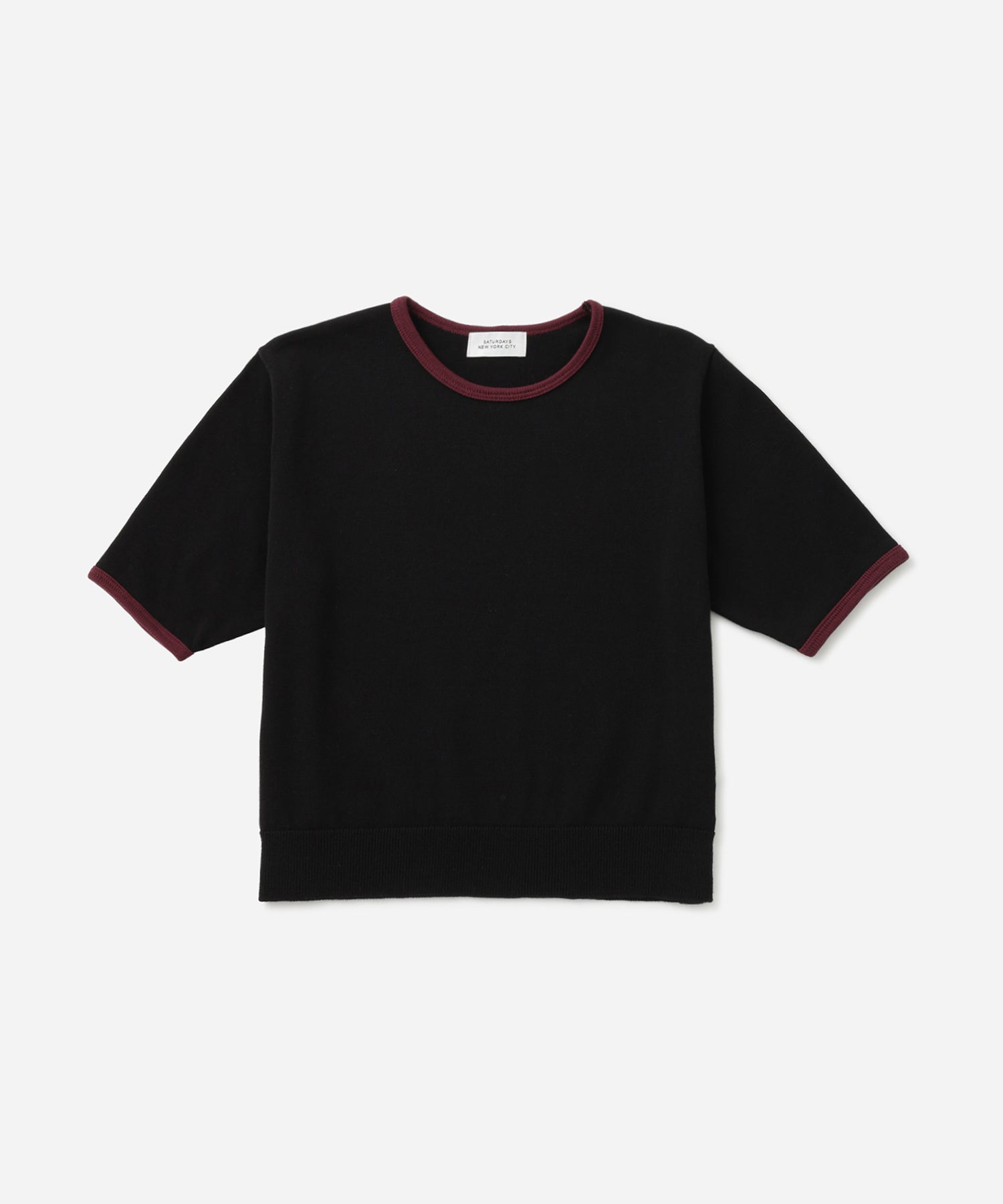 Saturdays NYC Suzie Compact Knit Short Sleeve Top in Black