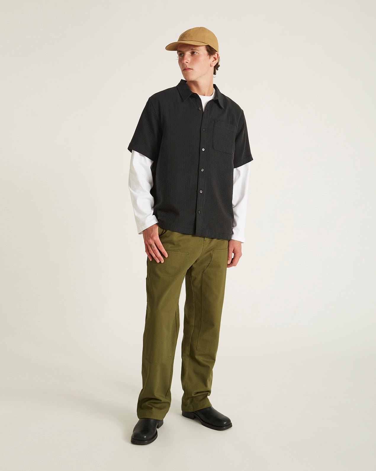 Bruce Double Layer Crinkle Short Sleeve Shirt | Saturdays NYC