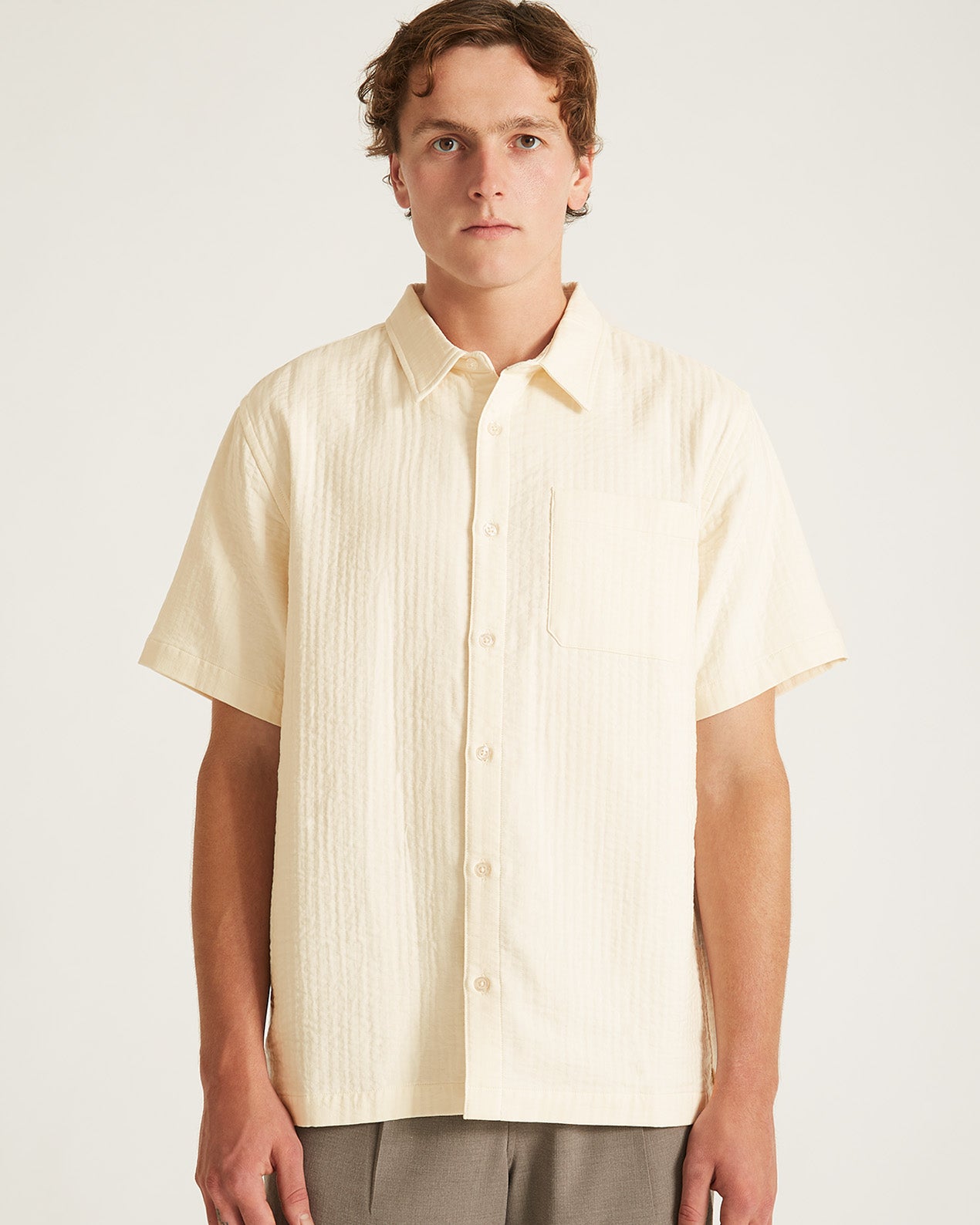 Bruce Double Layer Crinkle Short Sleeve Shirt | Saturdays NYC Bruce Double Layer Crinkle Short Sleeve Shirt | Saturdays NYC