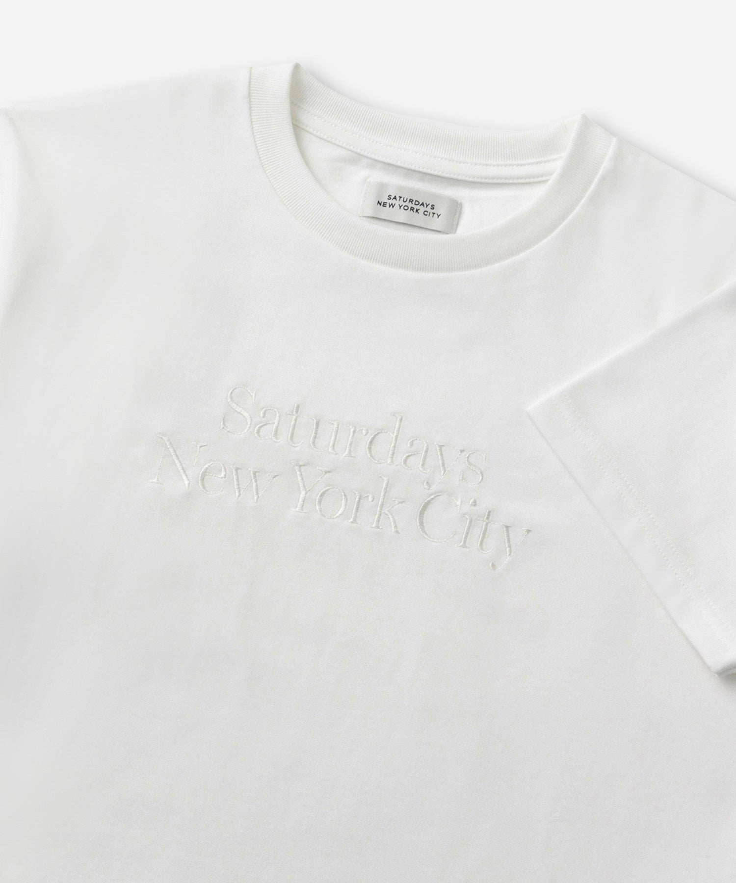 Saturdays NYC Miller Embroidered Short Sleeve Tee in White
