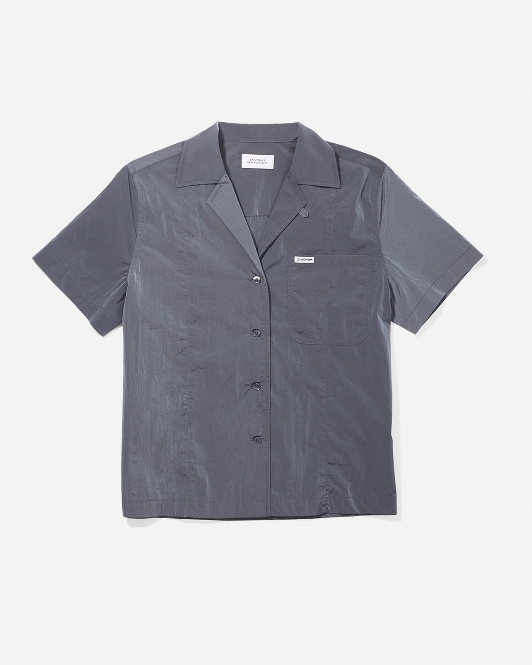 Dani Nylon Camp Collar Short Sleeve Shirt Saturdays NYC